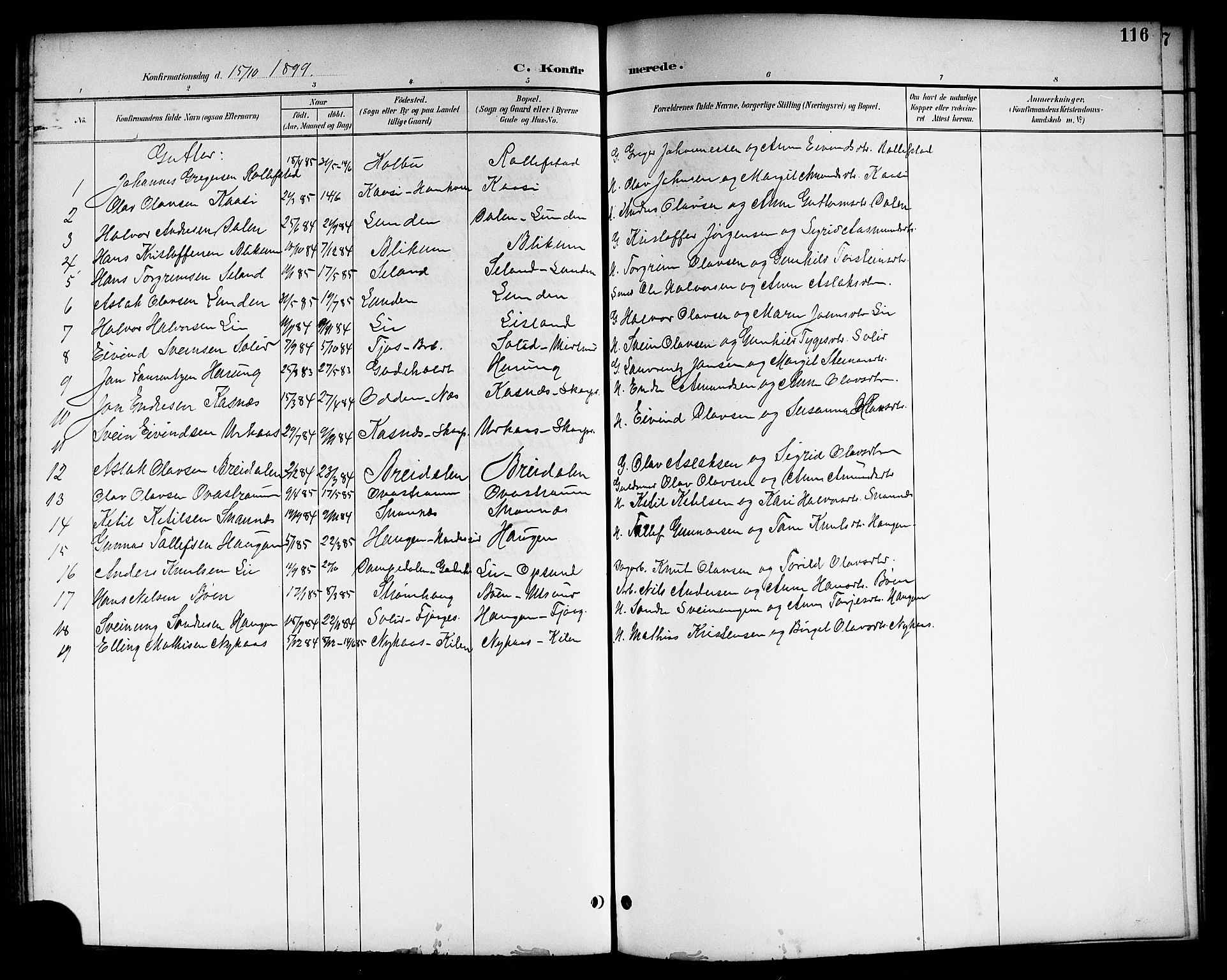 Kviteseid kirkebøker, SAKO/A-276/G/Ga/L0002: Parish register (copy) no. I 2, 1893-1918, p. 116