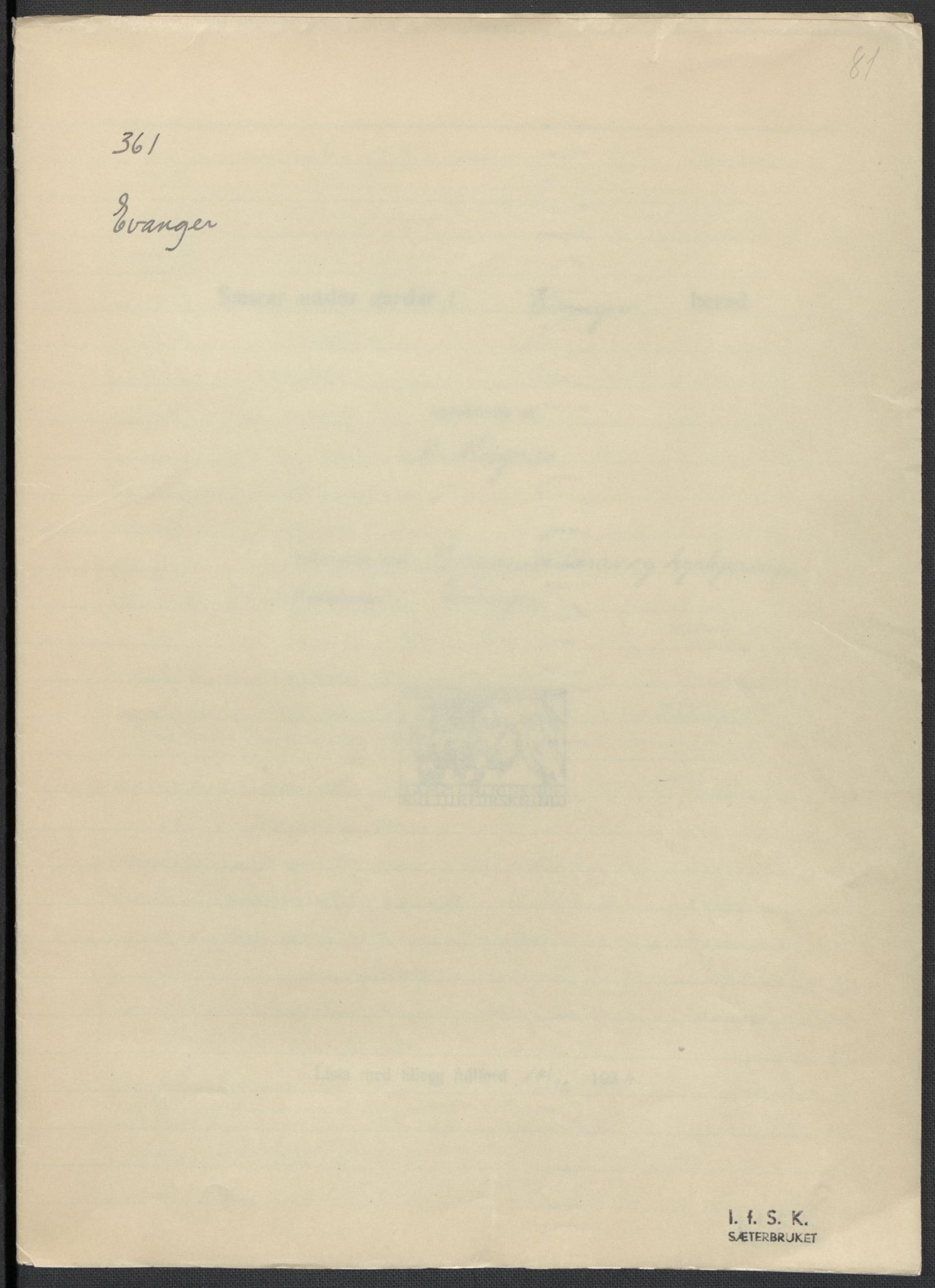 Instituttet for sammenlignende kulturforskning, AV/RA-PA-0424/F/Fc/L0010/0003: Eske B10: / Hordaland (perm XXVII), 1933-1936, p. 81