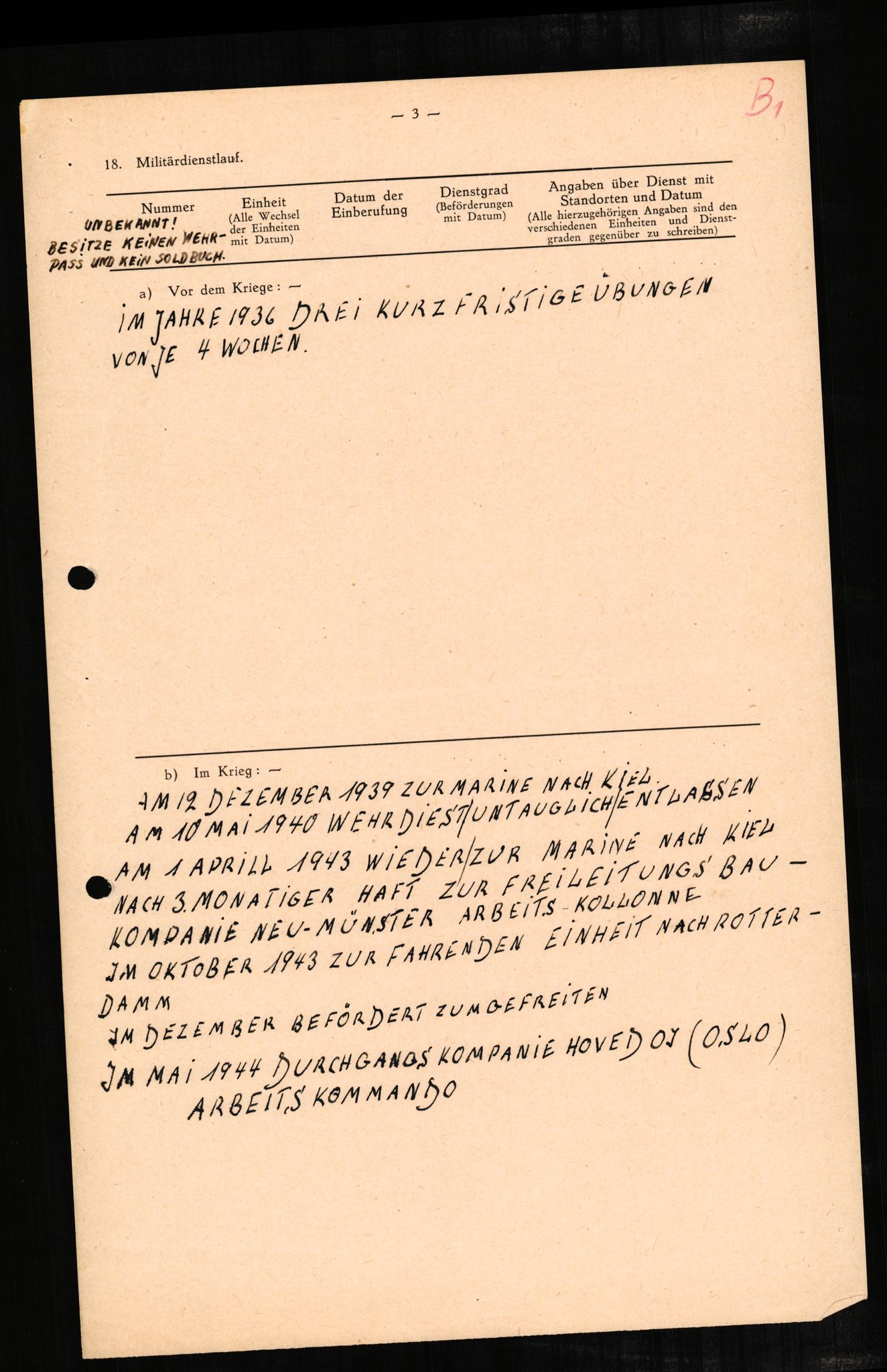 Forsvaret, Forsvarets overkommando II, RA/RAFA-3915/D/Db/L0002: CI Questionaires. Tyske okkupasjonsstyrker i Norge. Tyskere., 1945-1946, p. 196