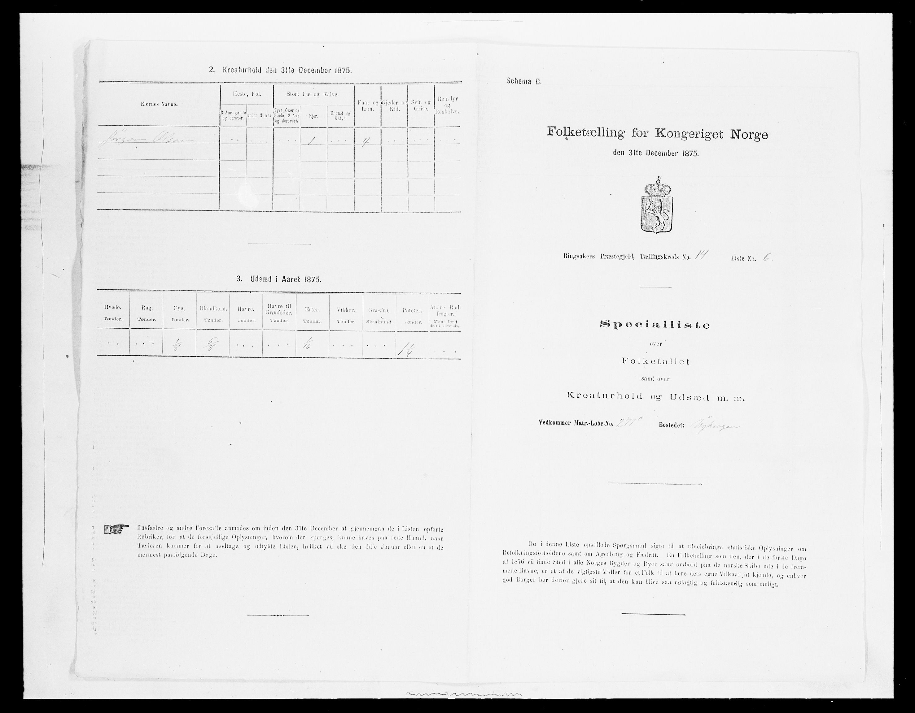 SAH, 1875 census for 0412P Ringsaker, 1875, p. 2832