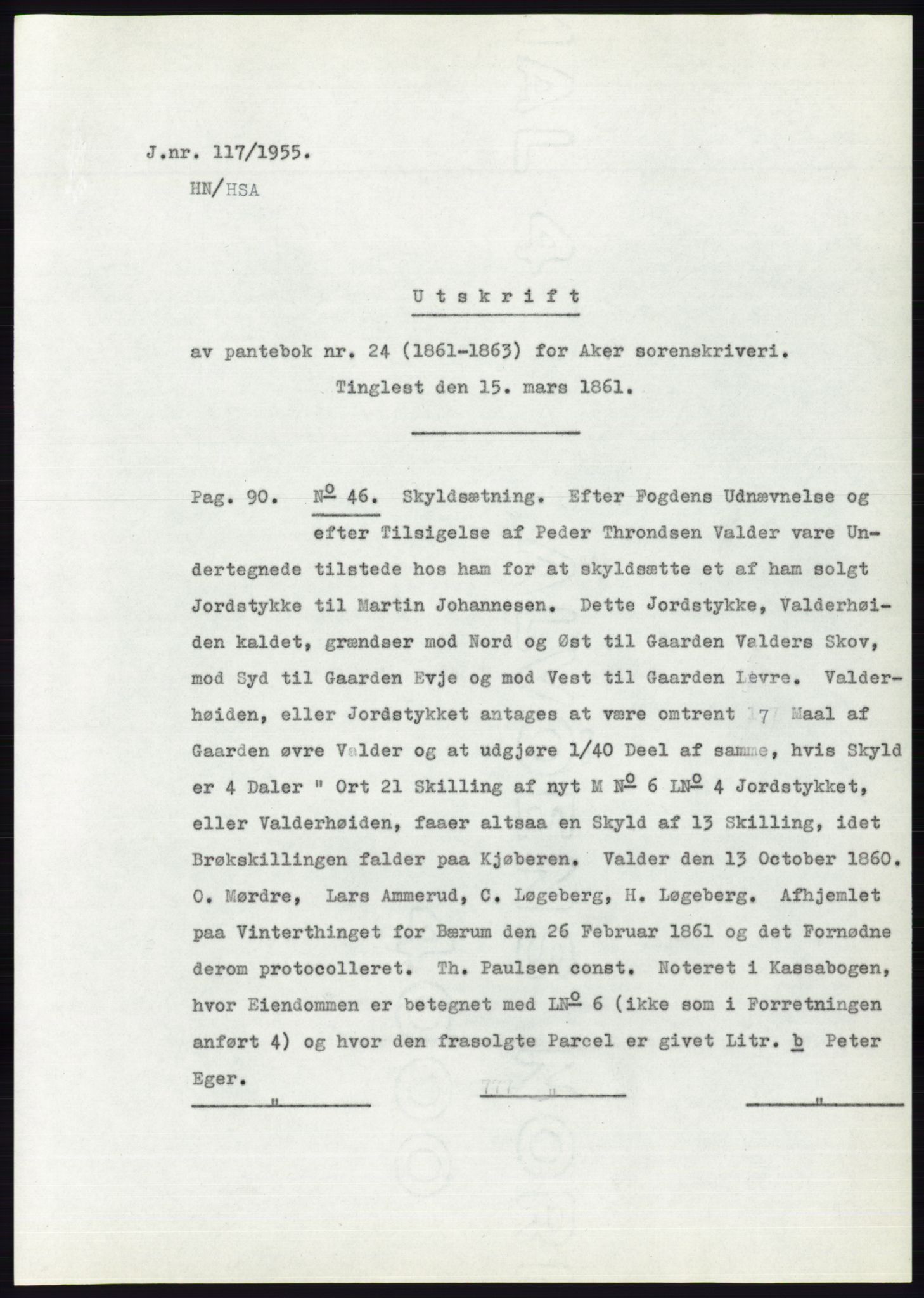 Statsarkivet i Oslo, SAO/A-10621/Z/Zd/L0002: Avskrifter, j.nr 5-691/1955, 1955, p. 91