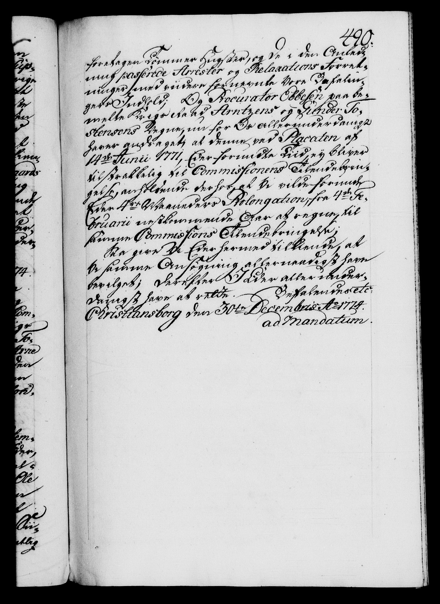 Danske Kanselli 1572-1799, RA/EA-3023/F/Fc/Fca/Fcab/L0041: Norske tegnelser, 1773-1776, p. 490a
