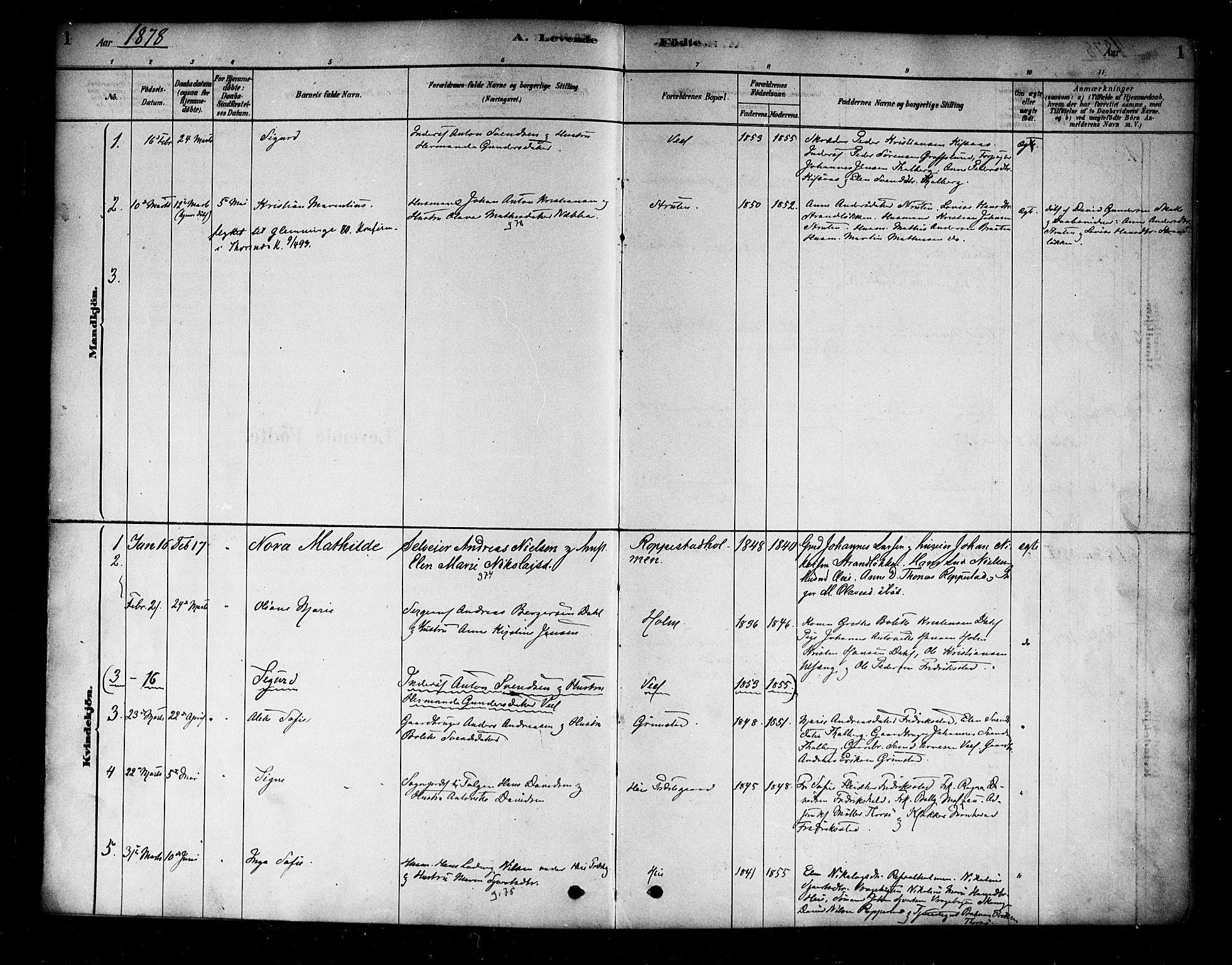 Borge prestekontor Kirkebøker, SAO/A-10903/F/Fb/L0003: Parish register (official) no. II 3, 1878-1902, p. 1