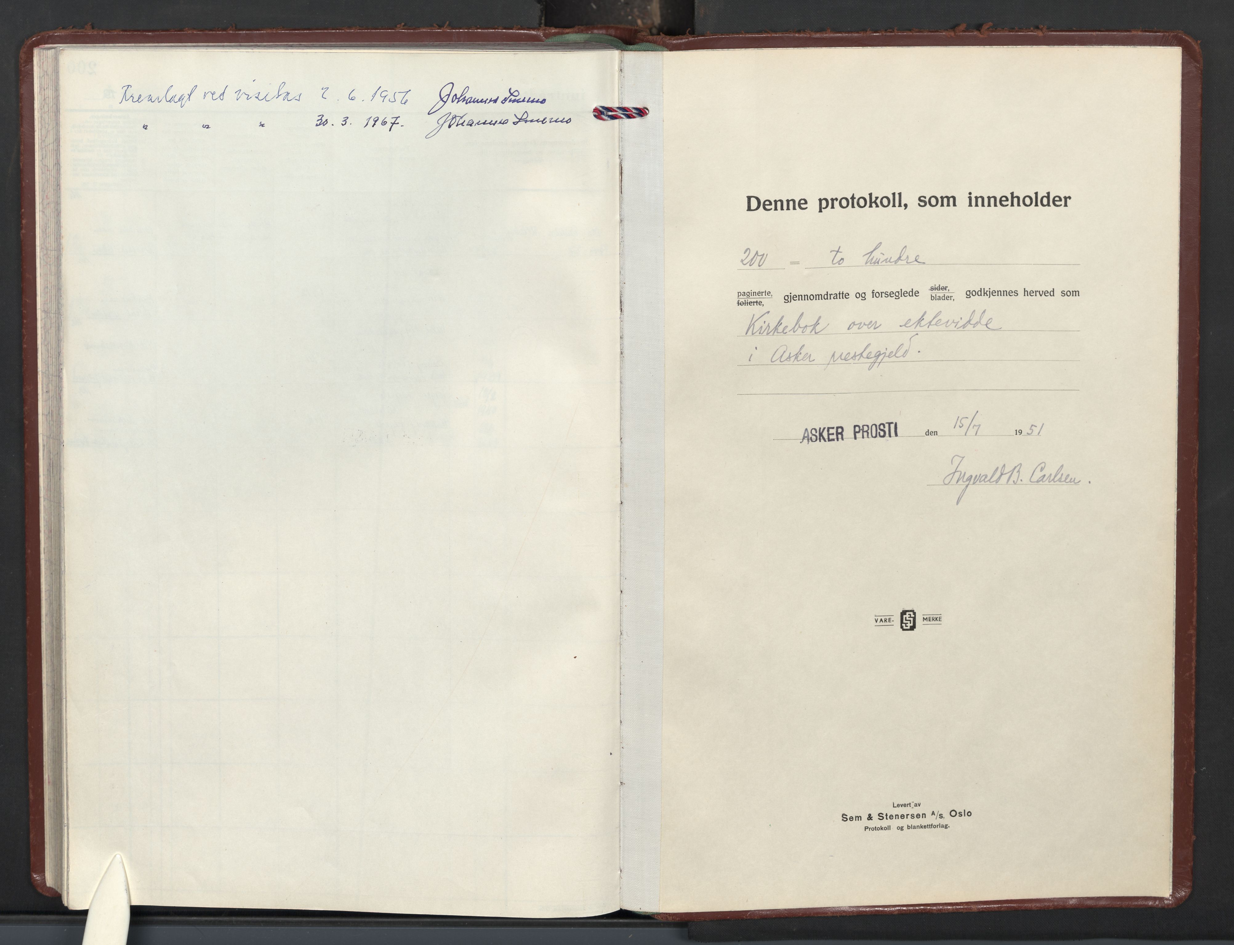 Asker prestekontor Kirkebøker, SAO/A-10256a/F/Fa/L0026: Parish register (official) no. I 26, 1951-1965