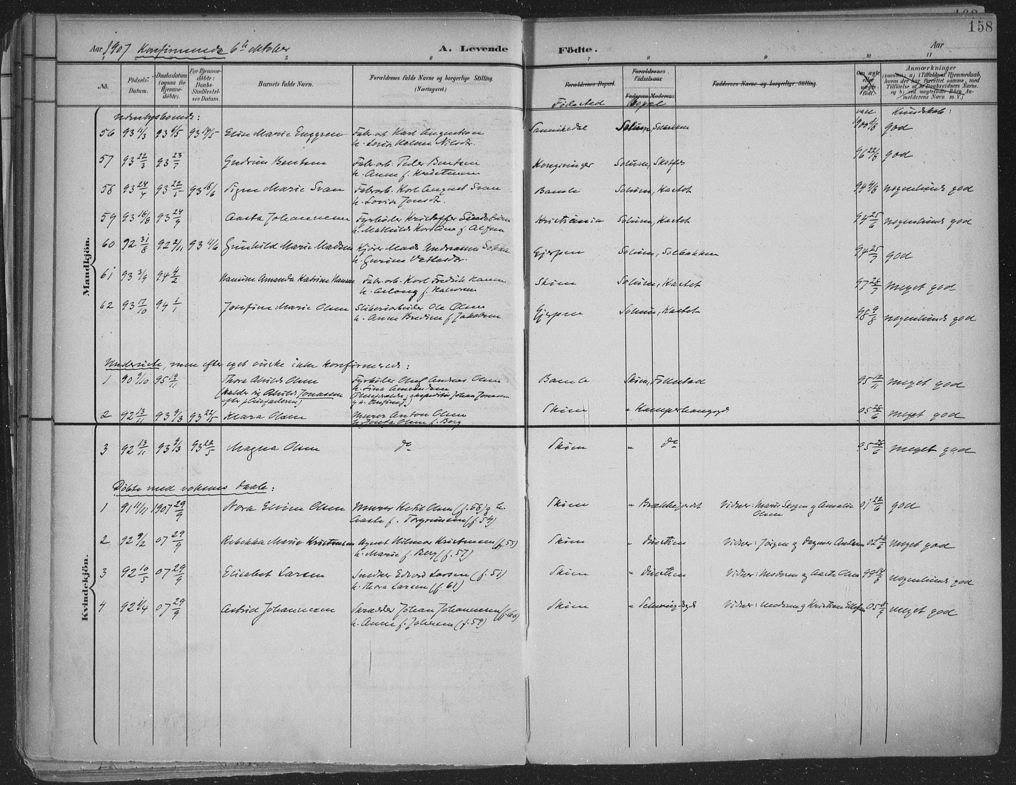 Skien kirkebøker, SAKO/A-302/F/Fa/L0011: Parish register (official) no. 11, 1900-1907, p. 158