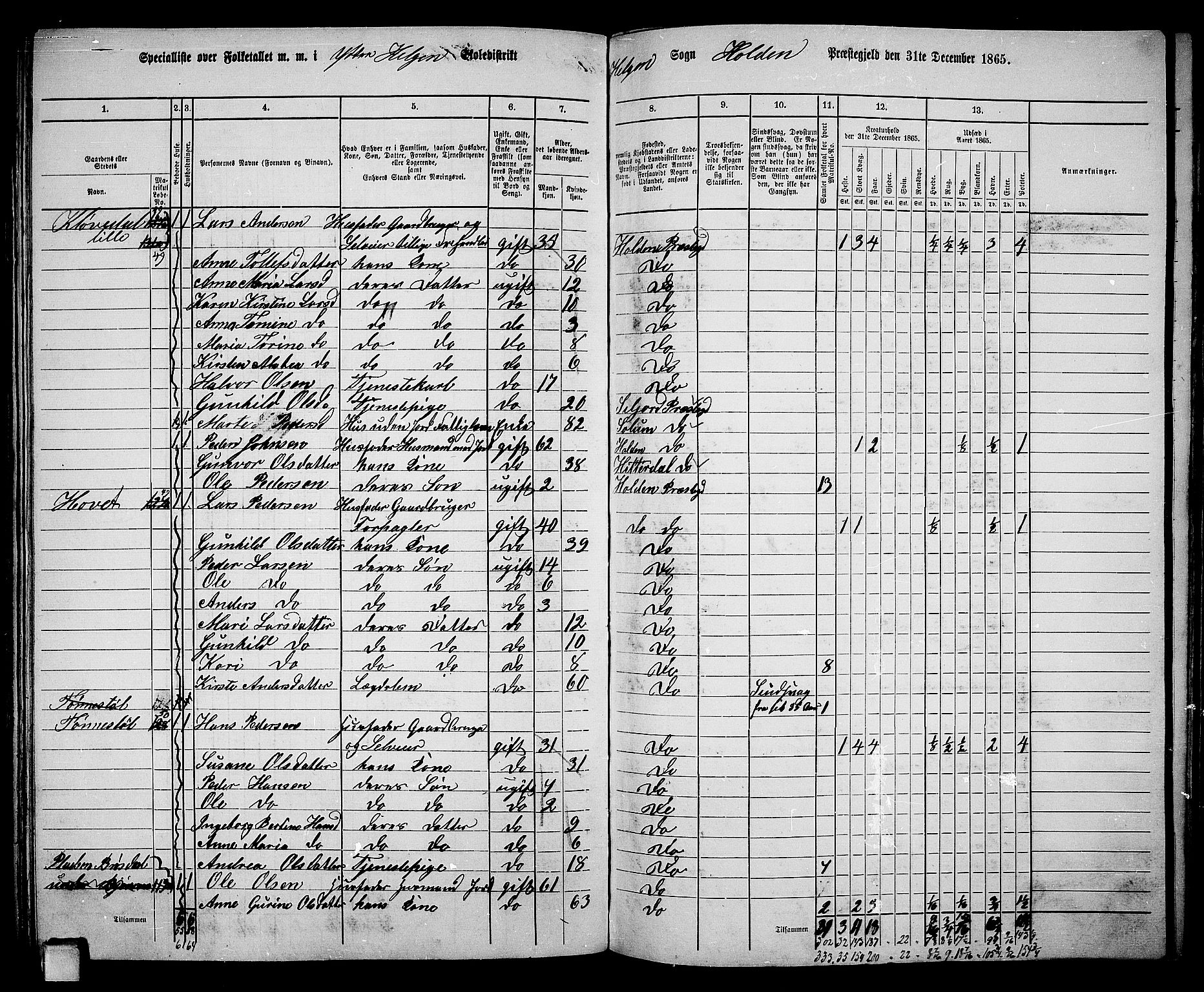 RA, 1865 census for Holla, 1865, p. 112