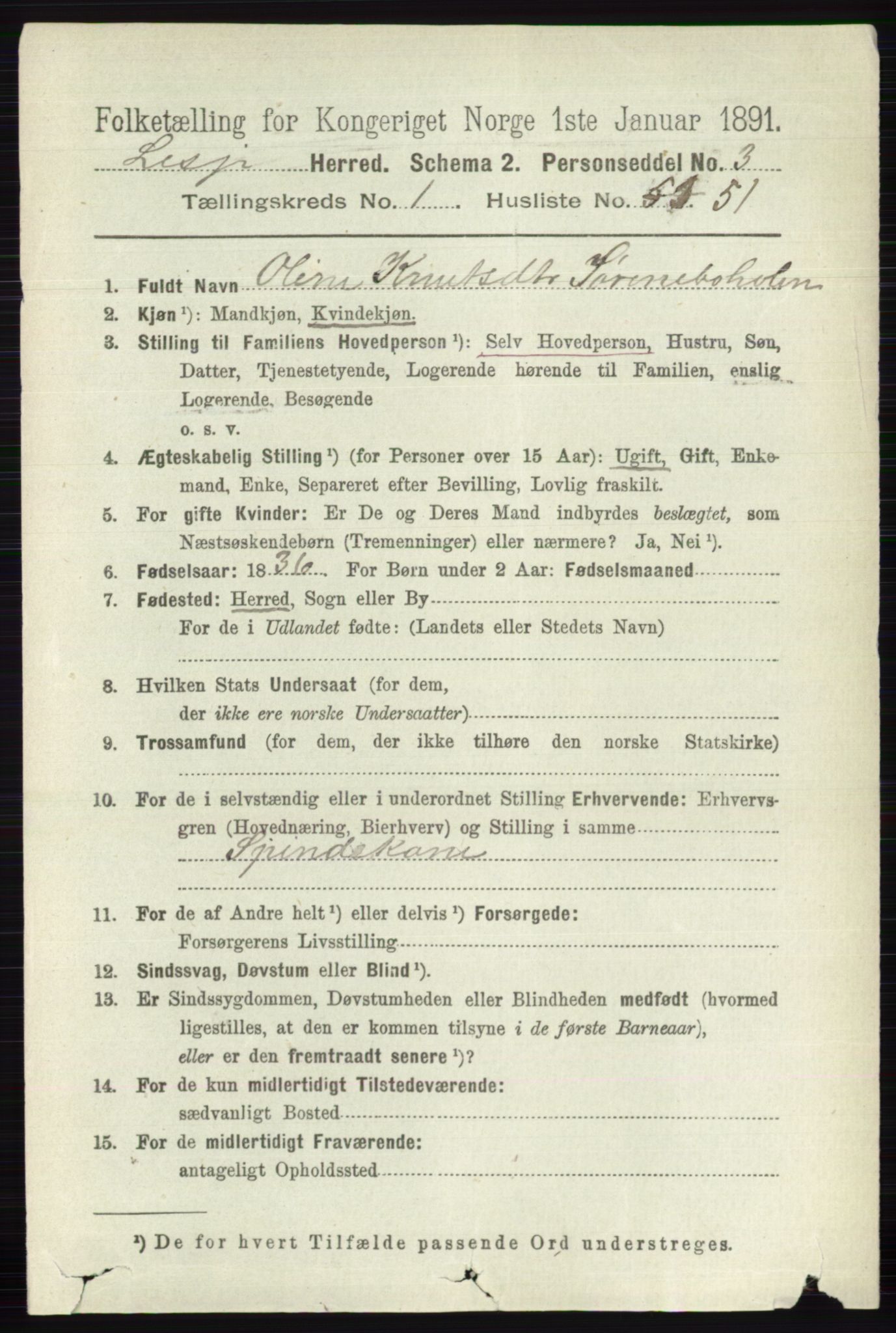 RA, 1891 census for 0512 Lesja, 1891, p. 367