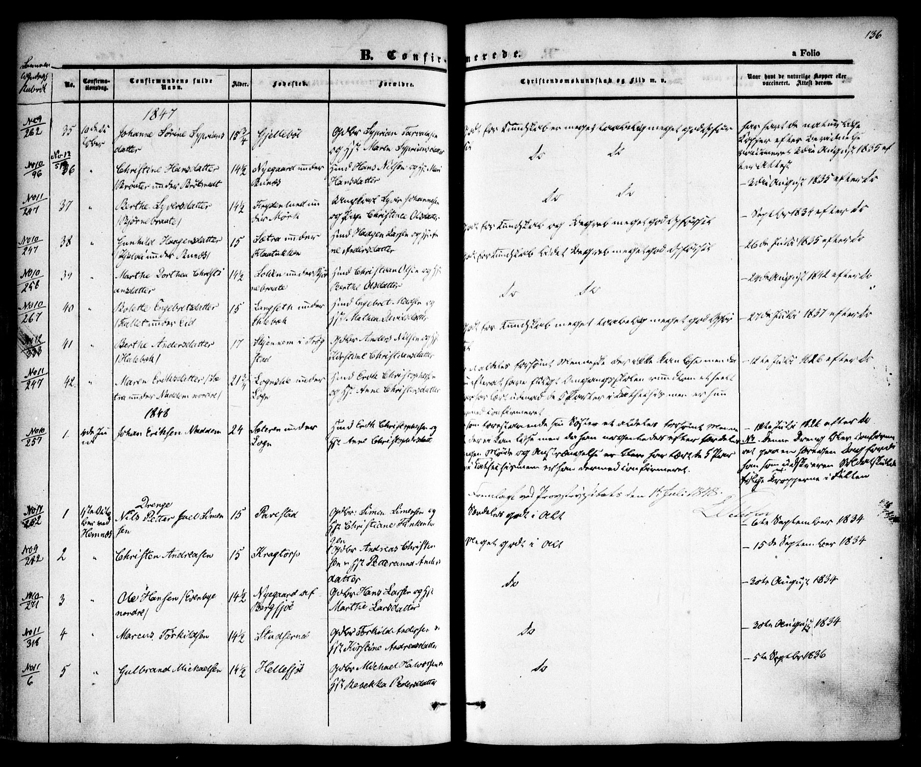 Høland prestekontor Kirkebøker, AV/SAO-A-10346a/F/Fa/L0009: Parish register (official) no. I 9, 1846-1853, p. 136