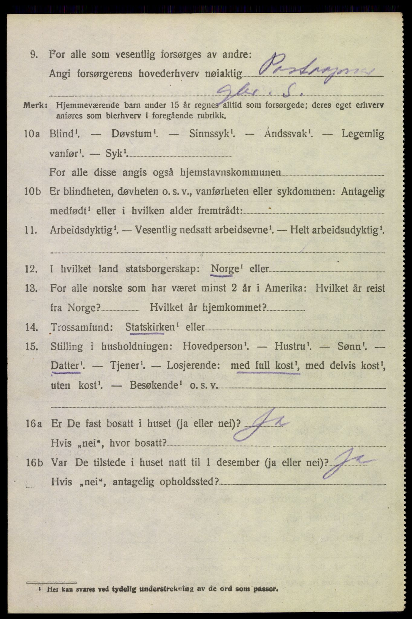 SAH, 1920 census for Kvikne, 1920, p. 3309