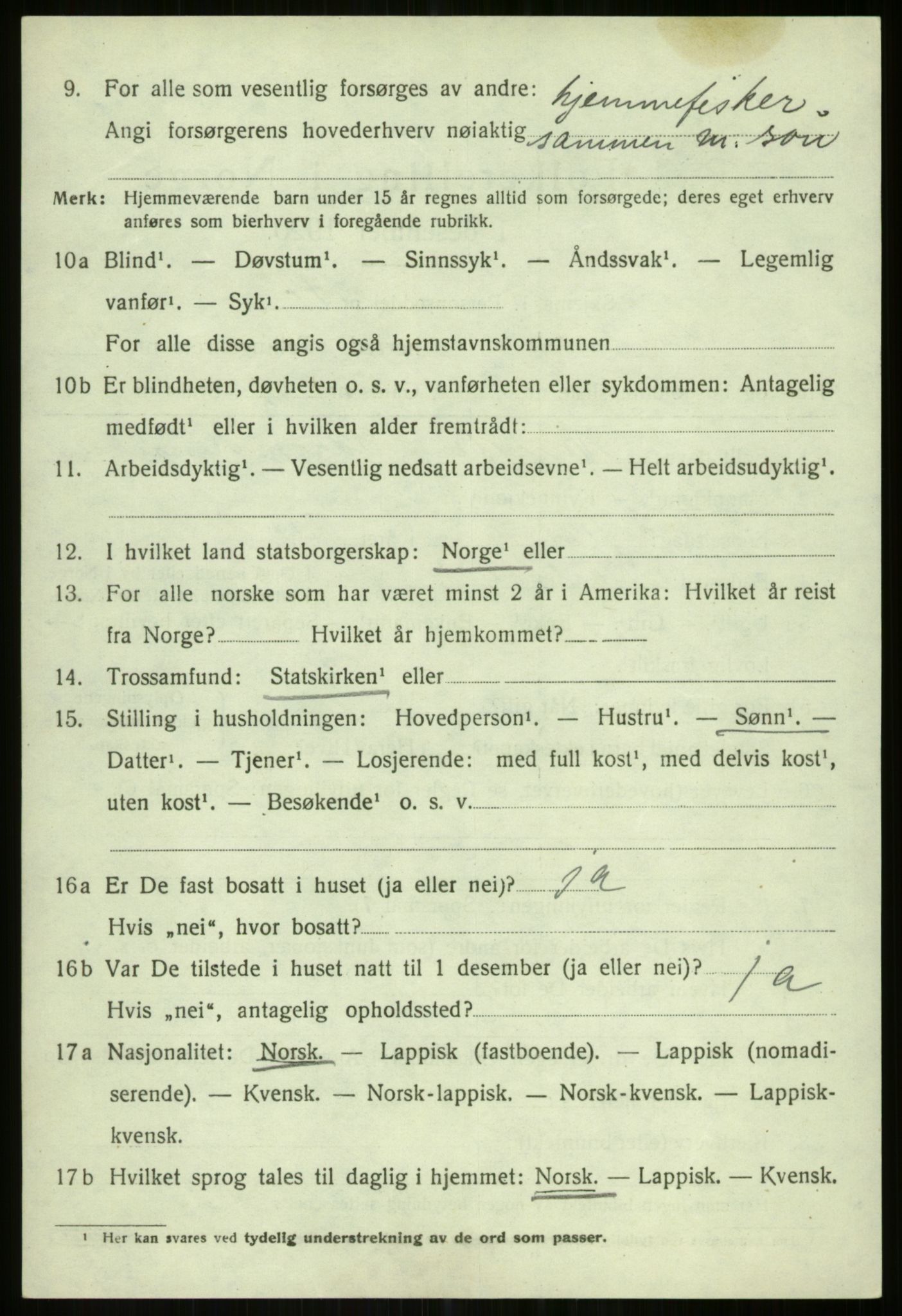 SATØ, 1920 census for Karlsøy, 1920, p. 5244