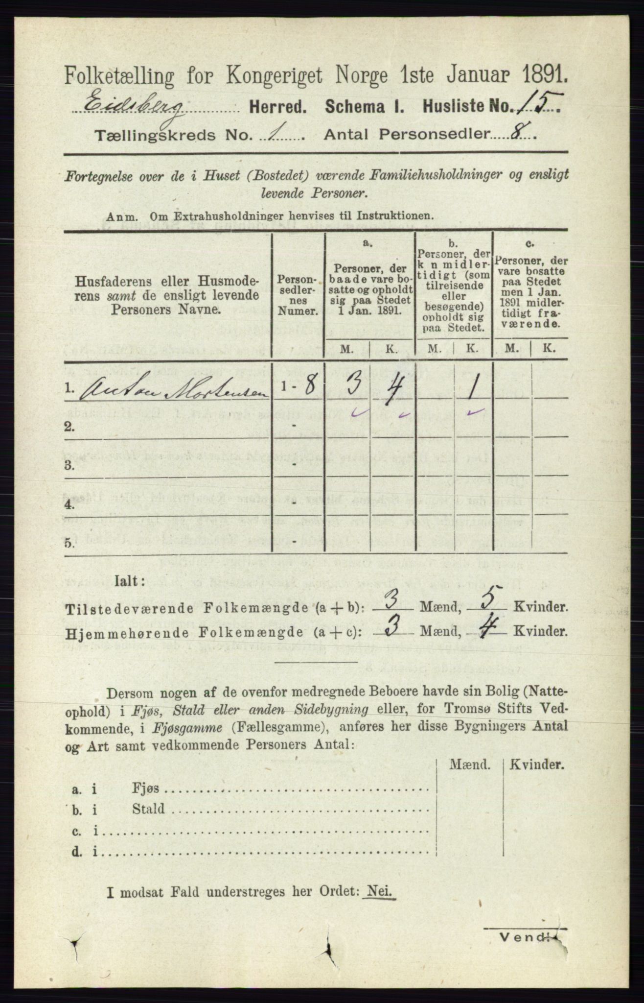 RA, 1891 census for 0125 Eidsberg, 1891, p. 48