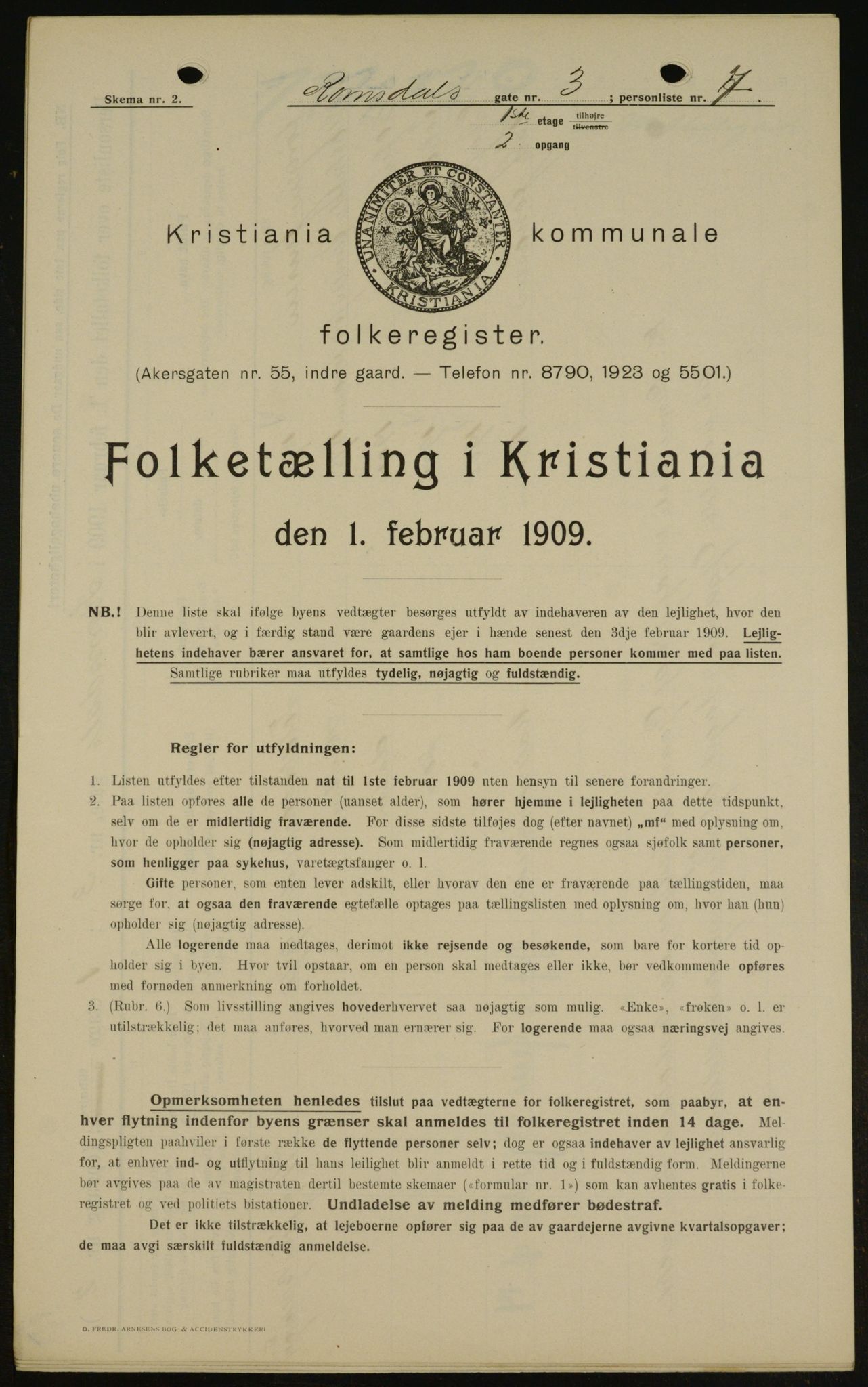 OBA, Municipal Census 1909 for Kristiania, 1909, p. 75422