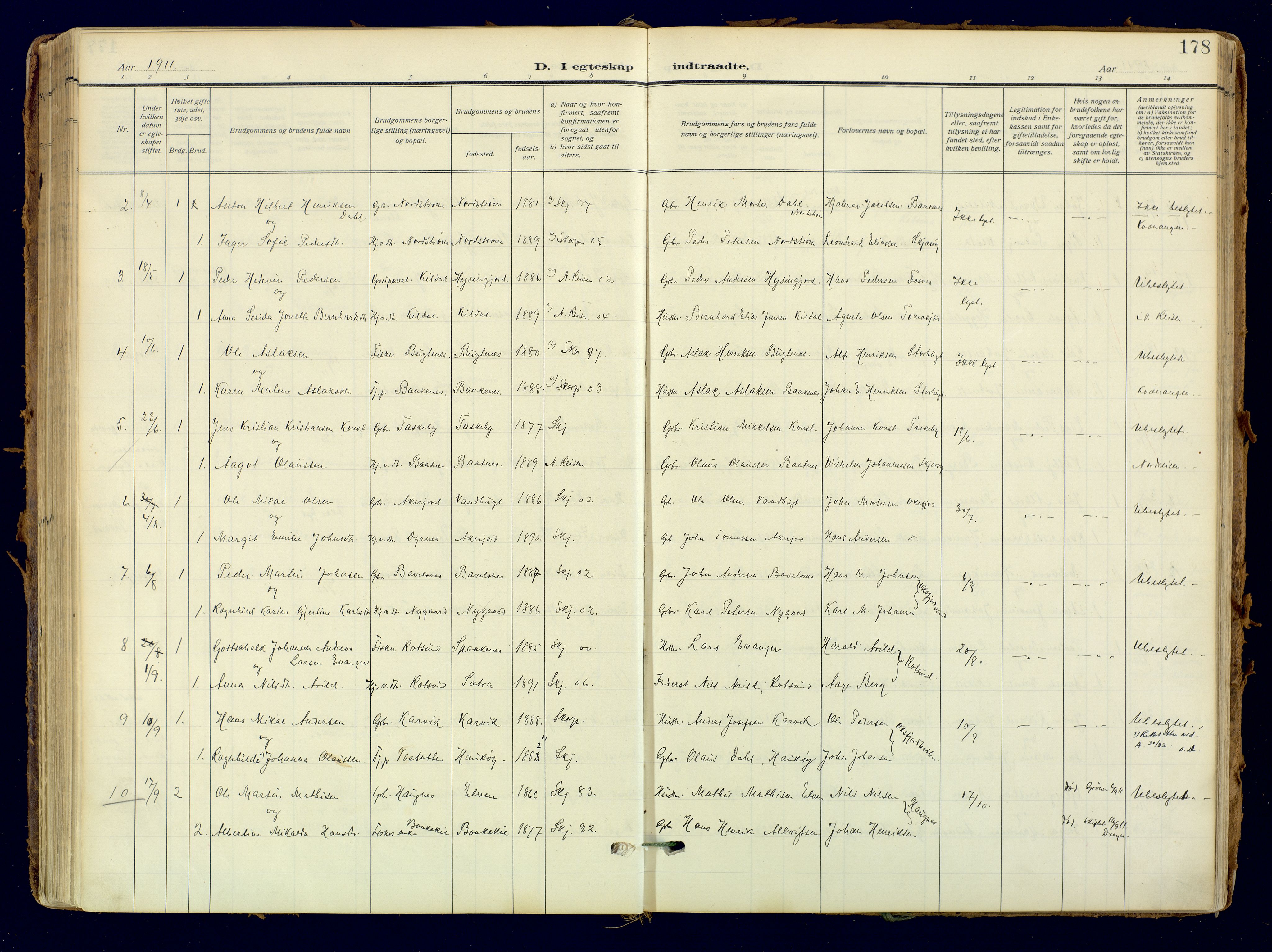 Skjervøy sokneprestkontor, AV/SATØ-S-1300/H/Ha/Haa: Parish register (official) no. 18, 1910-1926, p. 178