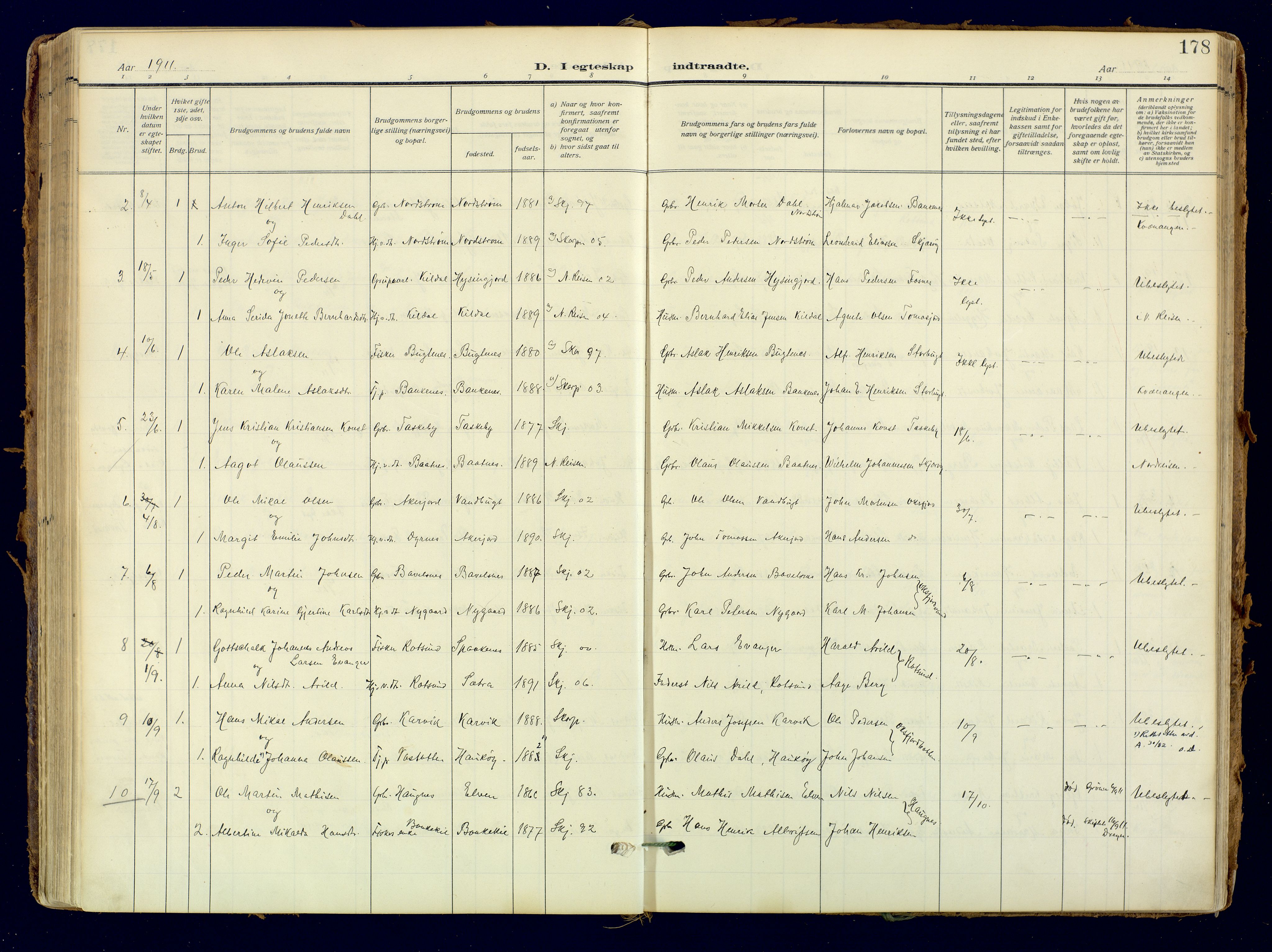 Skjervøy sokneprestkontor, SATØ/S-1300/H/Ha/Haa: Parish register (official) no. 18, 1910-1926, p. 178