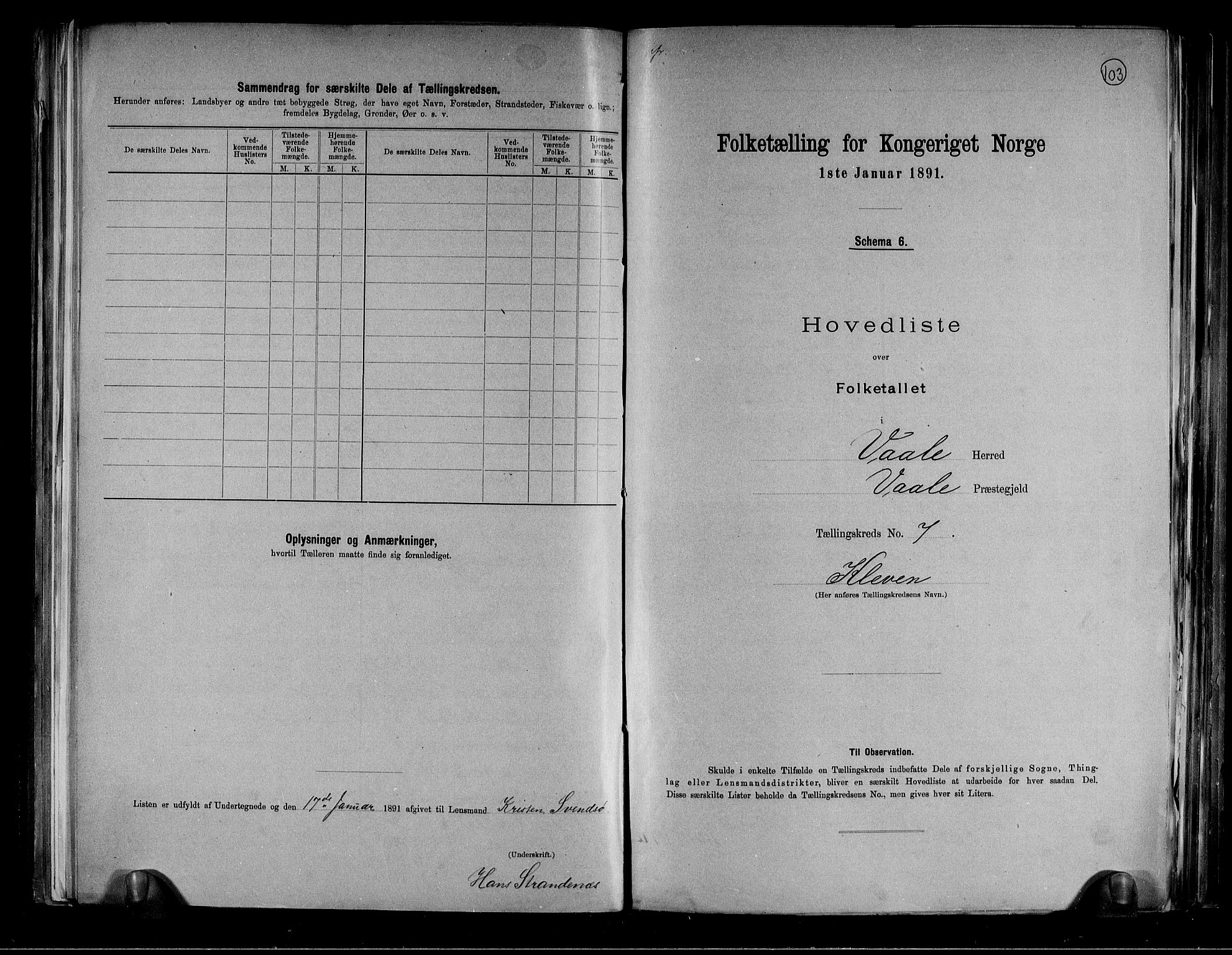 RA, 1891 census for 0716 Våle, 1891, p. 18