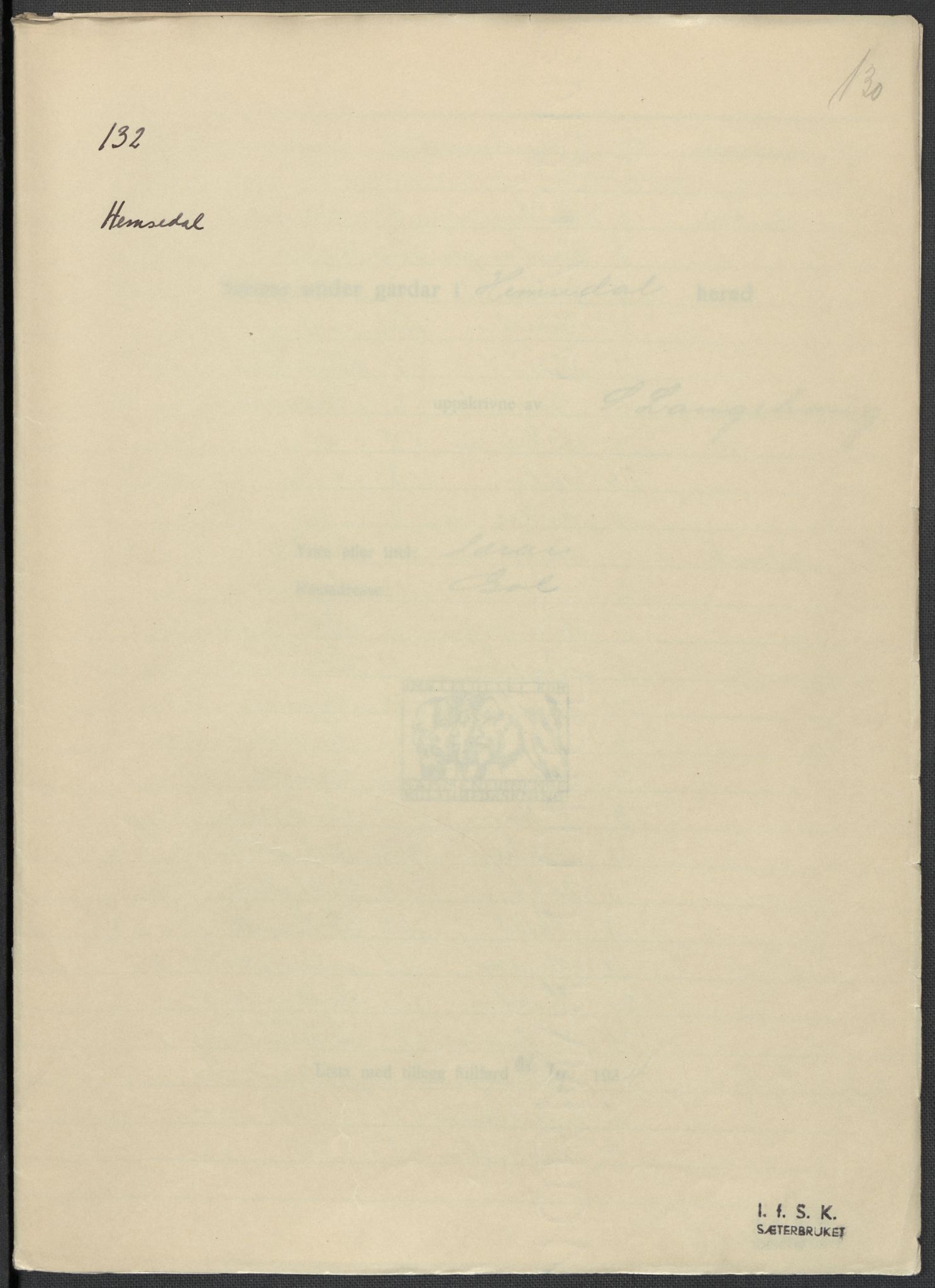 Instituttet for sammenlignende kulturforskning, AV/RA-PA-0424/F/Fc/L0005/0003: Eske B5: / Buskerud (perm XII), 1934-1935, p. 130