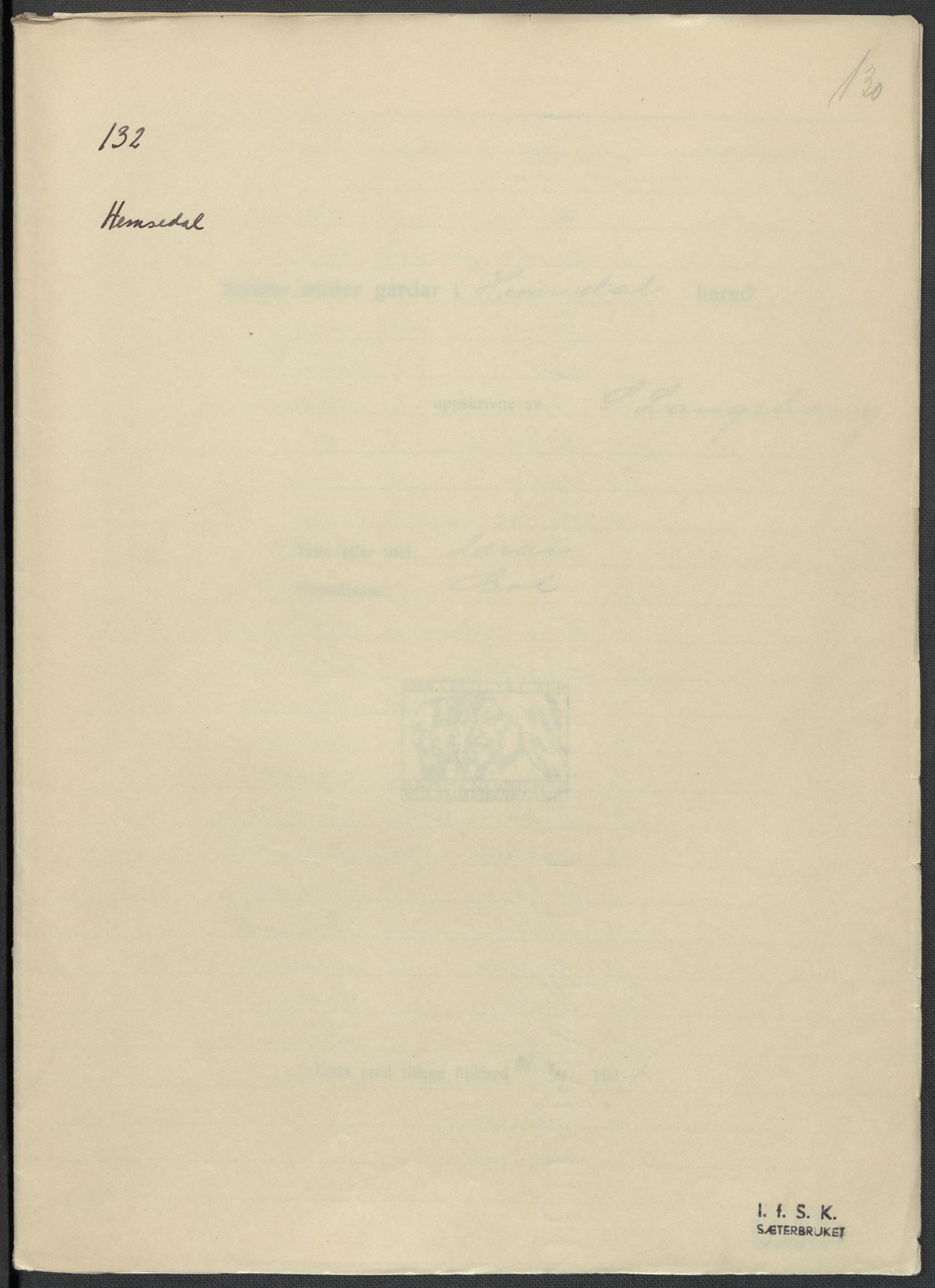 Instituttet for sammenlignende kulturforskning, RA/PA-0424/F/Fc/L0005/0003: Eske B5: / Buskerud (perm XII), 1934-1935, p. 130