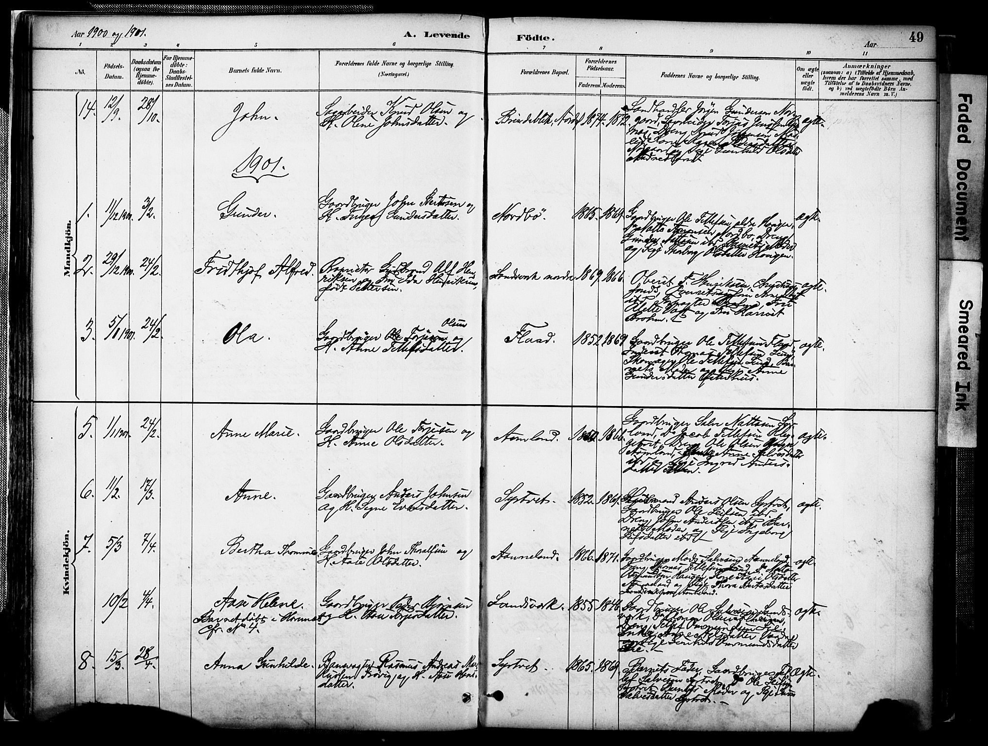 Evje sokneprestkontor, SAK/1111-0008/F/Fa/Faa/L0007: Parish register (official) no. A 7, 1884-1909, p. 49