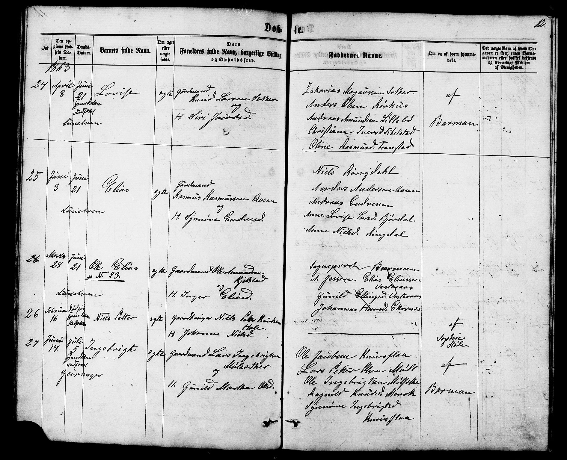 Ministerialprotokoller, klokkerbøker og fødselsregistre - Møre og Romsdal, AV/SAT-A-1454/517/L0226: Parish register (official) no. 517A06, 1862-1881, p. 12