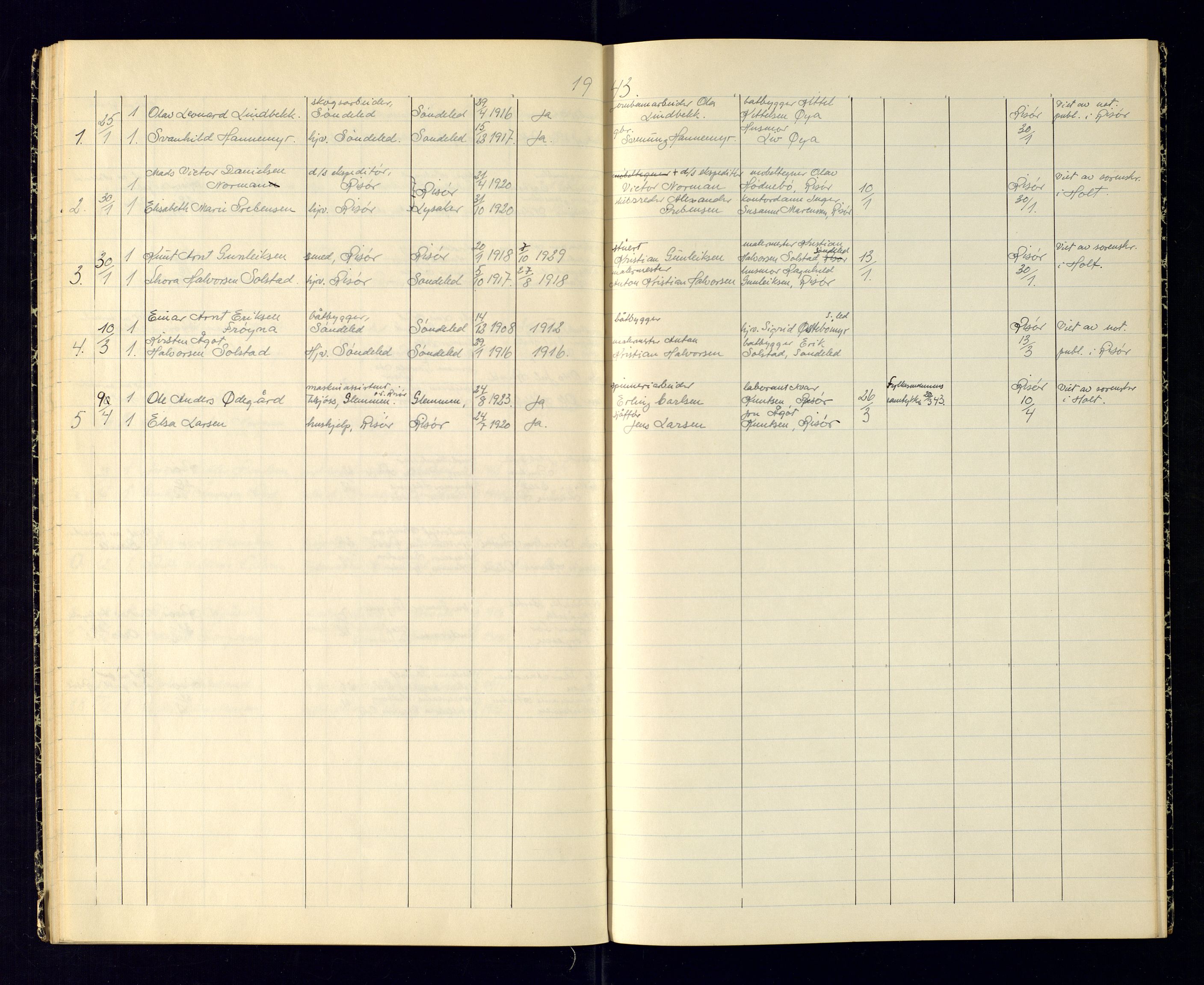 Risør sokneprestkontor, AV/SAK-1111-0035/J/Jb/L0001: Parish register (official) no. A-VI-7, 1942-1943