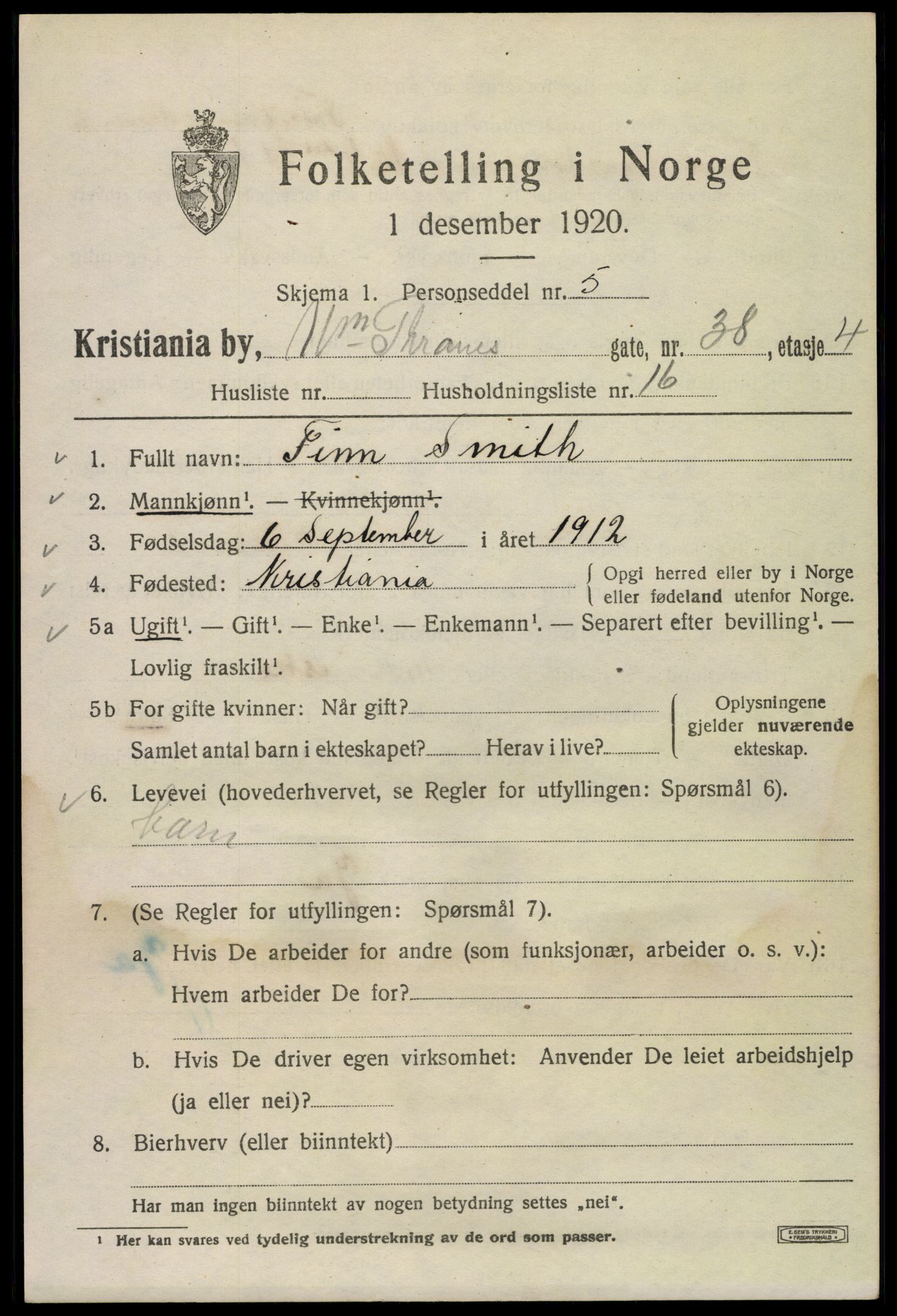 SAO, 1920 census for Kristiania, 1920, p. 647441