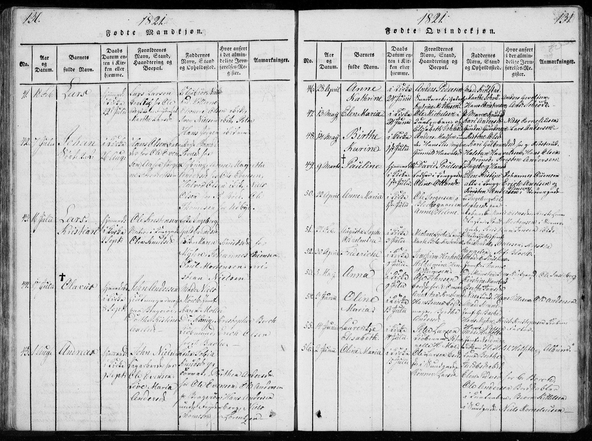 Bragernes kirkebøker, SAKO/A-6/F/Fa/L0007: Parish register (official) no. I 7, 1815-1829, p. 130-131