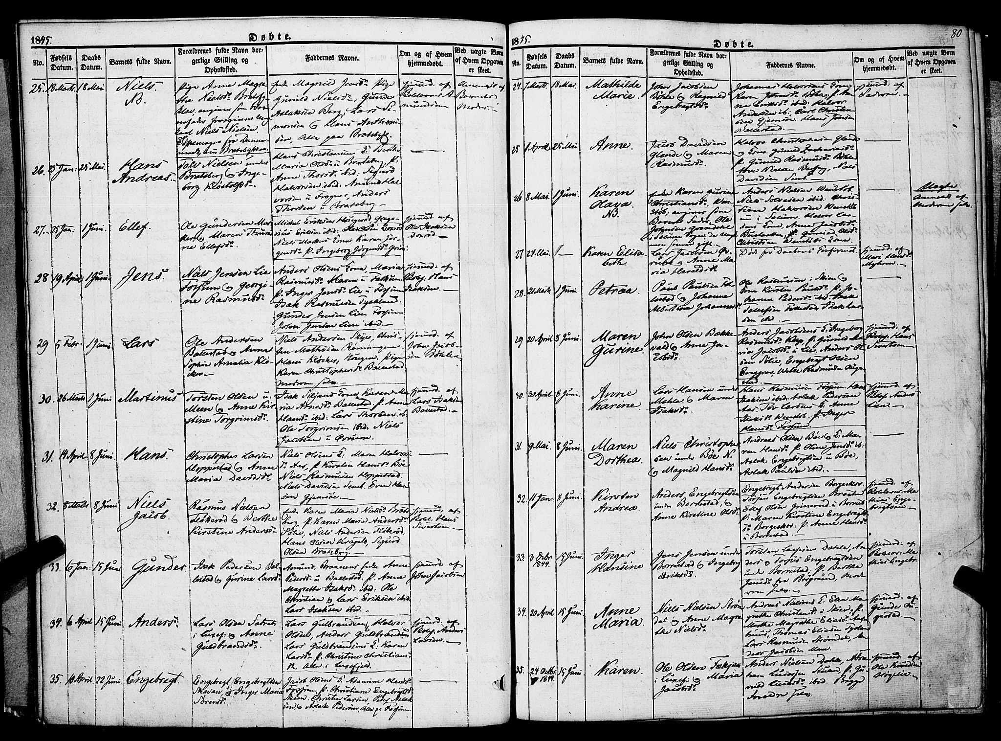 Gjerpen kirkebøker, AV/SAKO-A-265/F/Fa/L0007a: Parish register (official) no. I 7A, 1834-1857, p. 80