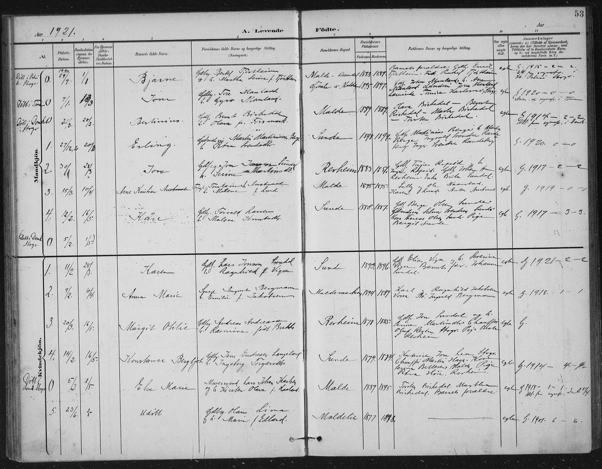 Håland sokneprestkontor, AV/SAST-A-101802/002/B/L0001: Parish register (official) no. A 13, 1901-1923, p. 53