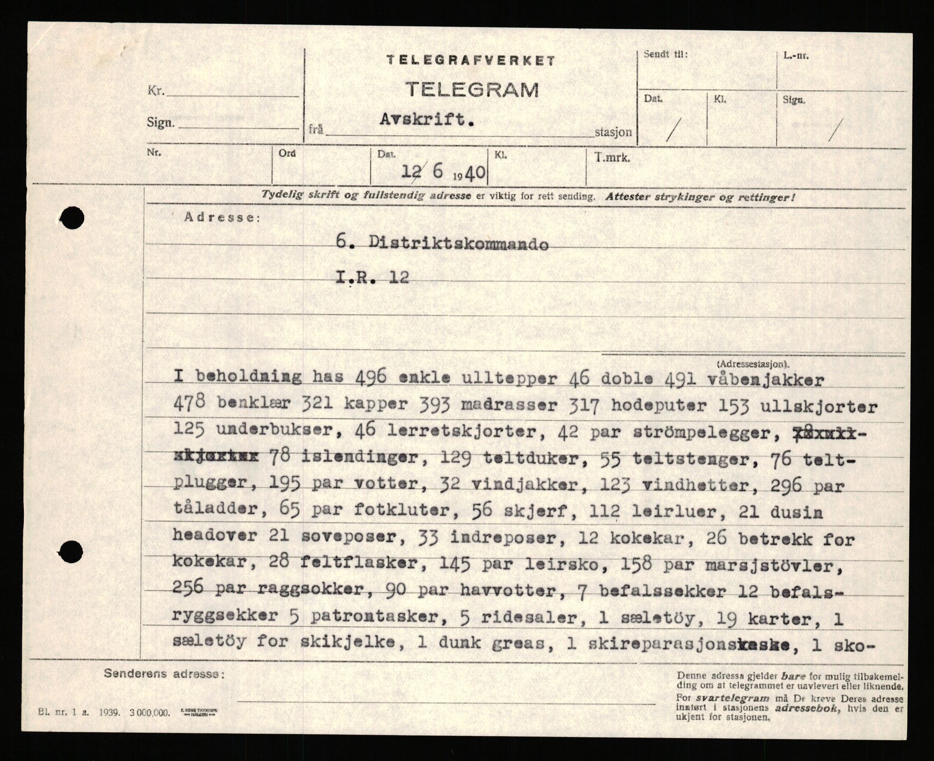 Forsvaret, Forsvarets krigshistoriske avdeling, AV/RA-RAFA-2017/Y/Yb/L0151: II-C-11-645  -  6. Divisjon: avsnittsjefen i Øst-Finnmark, 1940, p. 384