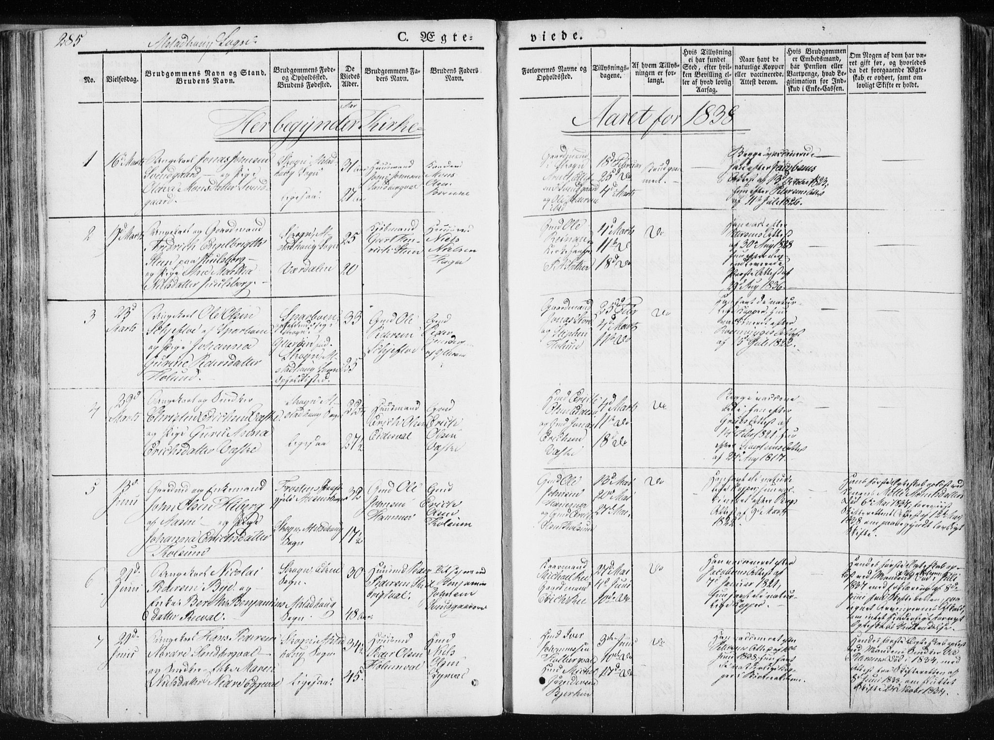 Ministerialprotokoller, klokkerbøker og fødselsregistre - Nord-Trøndelag, AV/SAT-A-1458/717/L0154: Parish register (official) no. 717A06 /1, 1836-1849, p. 285