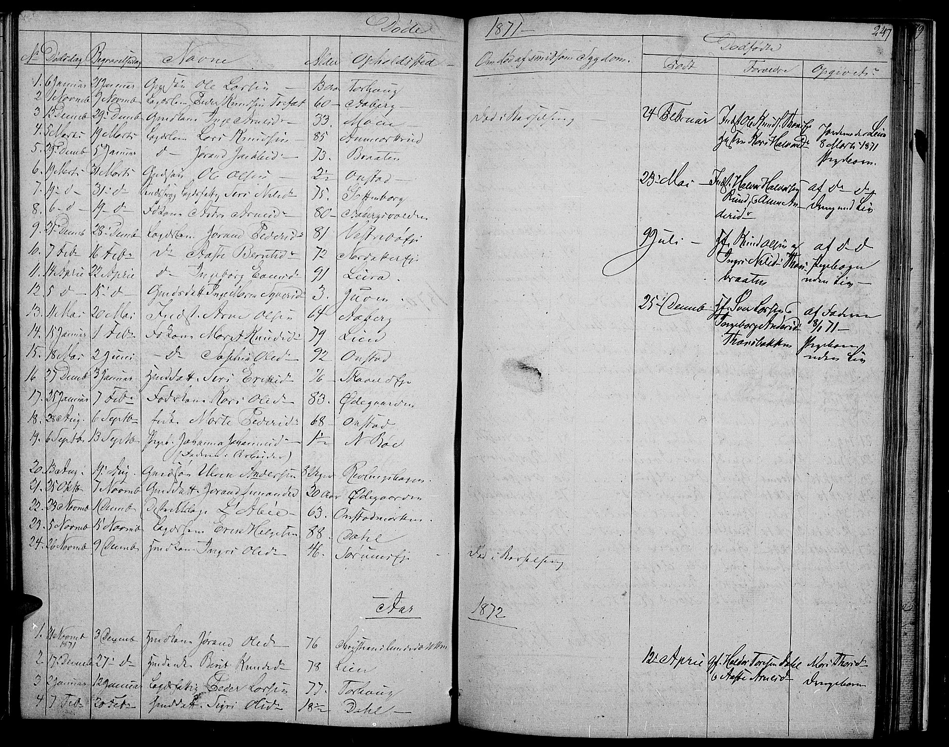 Nord-Aurdal prestekontor, SAH/PREST-132/H/Ha/Hab/L0002: Parish register (copy) no. 2, 1842-1877, p. 247