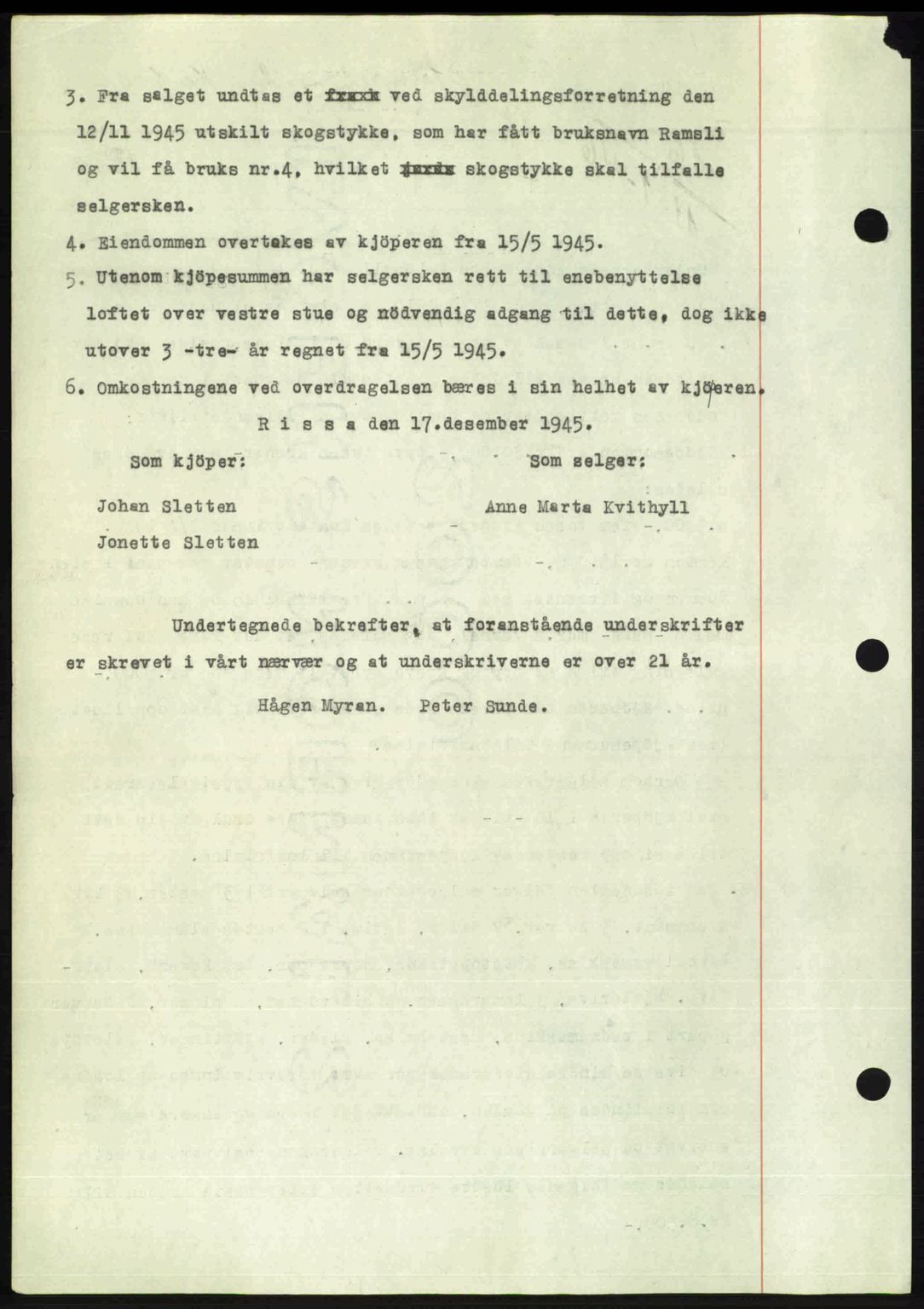 Fosen sorenskriveri, AV/SAT-A-1107/1/2/2C: Mortgage book no. A4-6, 1946-1947, Diary no: : 16/1946
