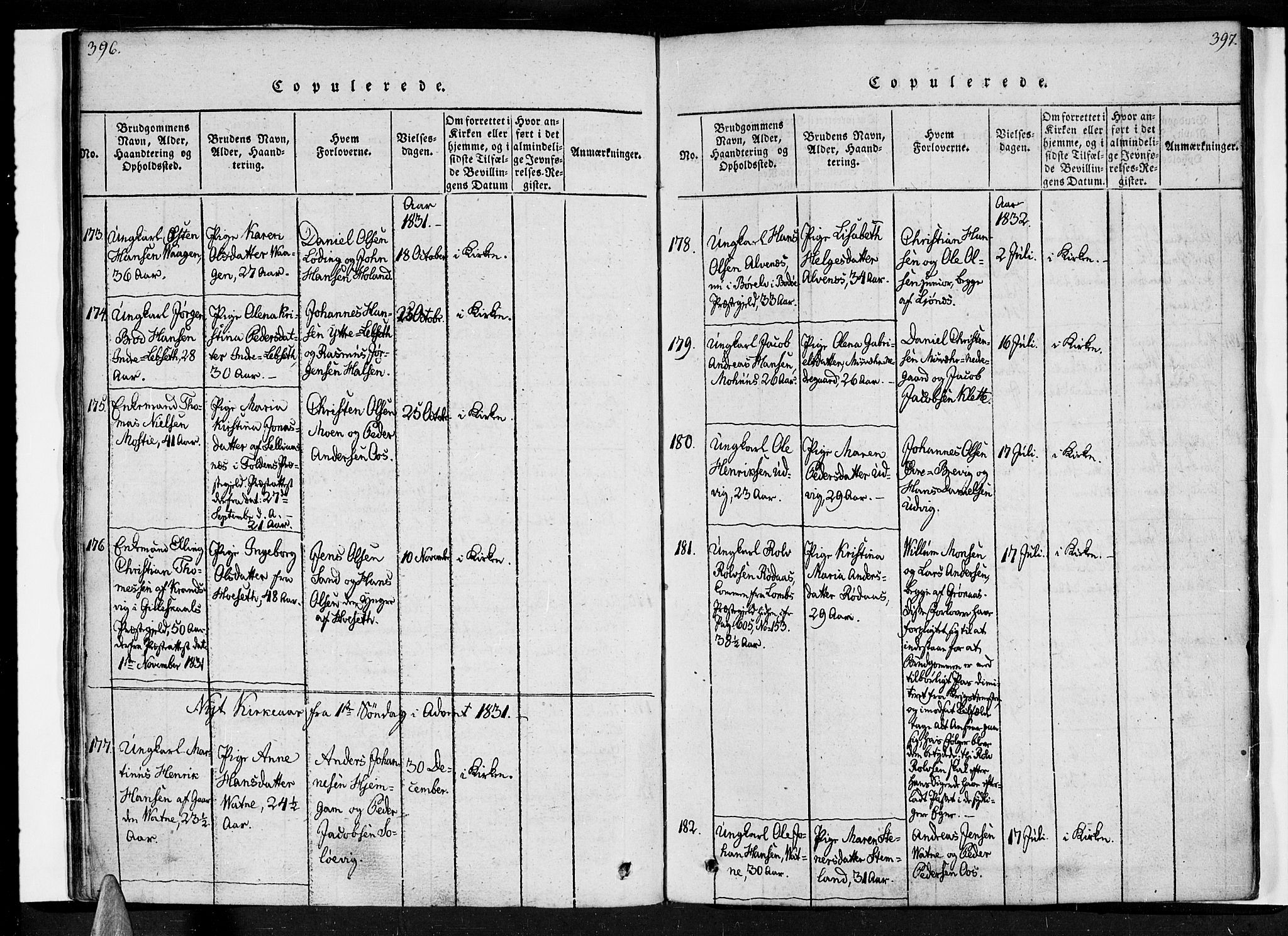 Ministerialprotokoller, klokkerbøker og fødselsregistre - Nordland, SAT/A-1459/852/L0736: Parish register (official) no. 852A06, 1820-1833, p. 396-397