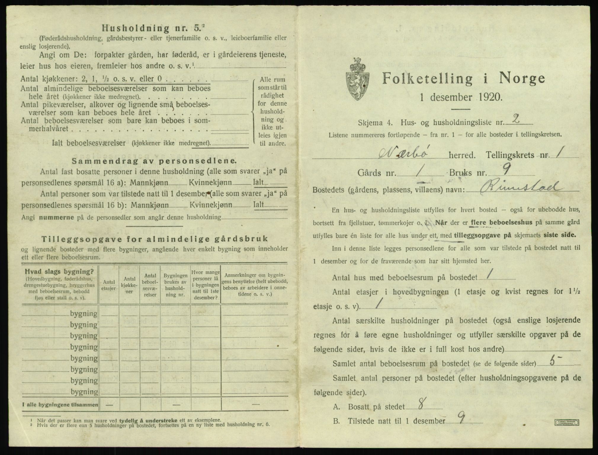 SAST, 1920 census for Nærbø, 1920, p. 43