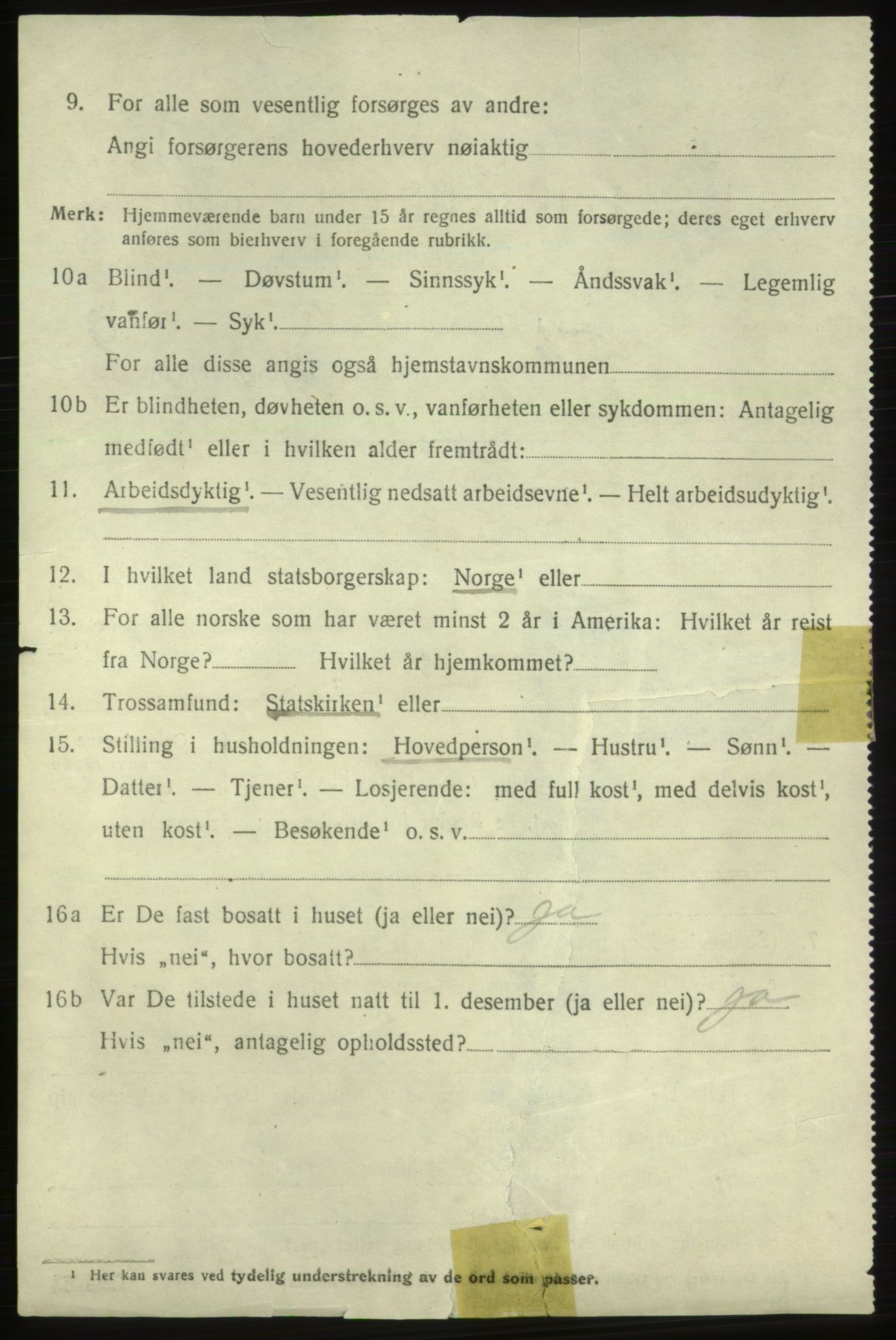 SAB, 1920 census for Fjelberg, 1920, p. 2182