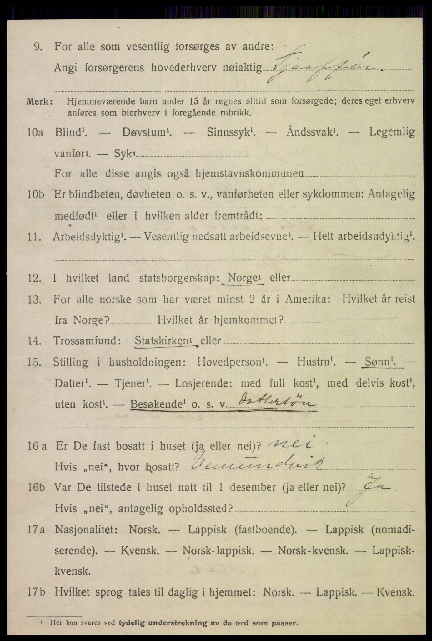 SAT, 1920 census for Grong, 1920, p. 4826