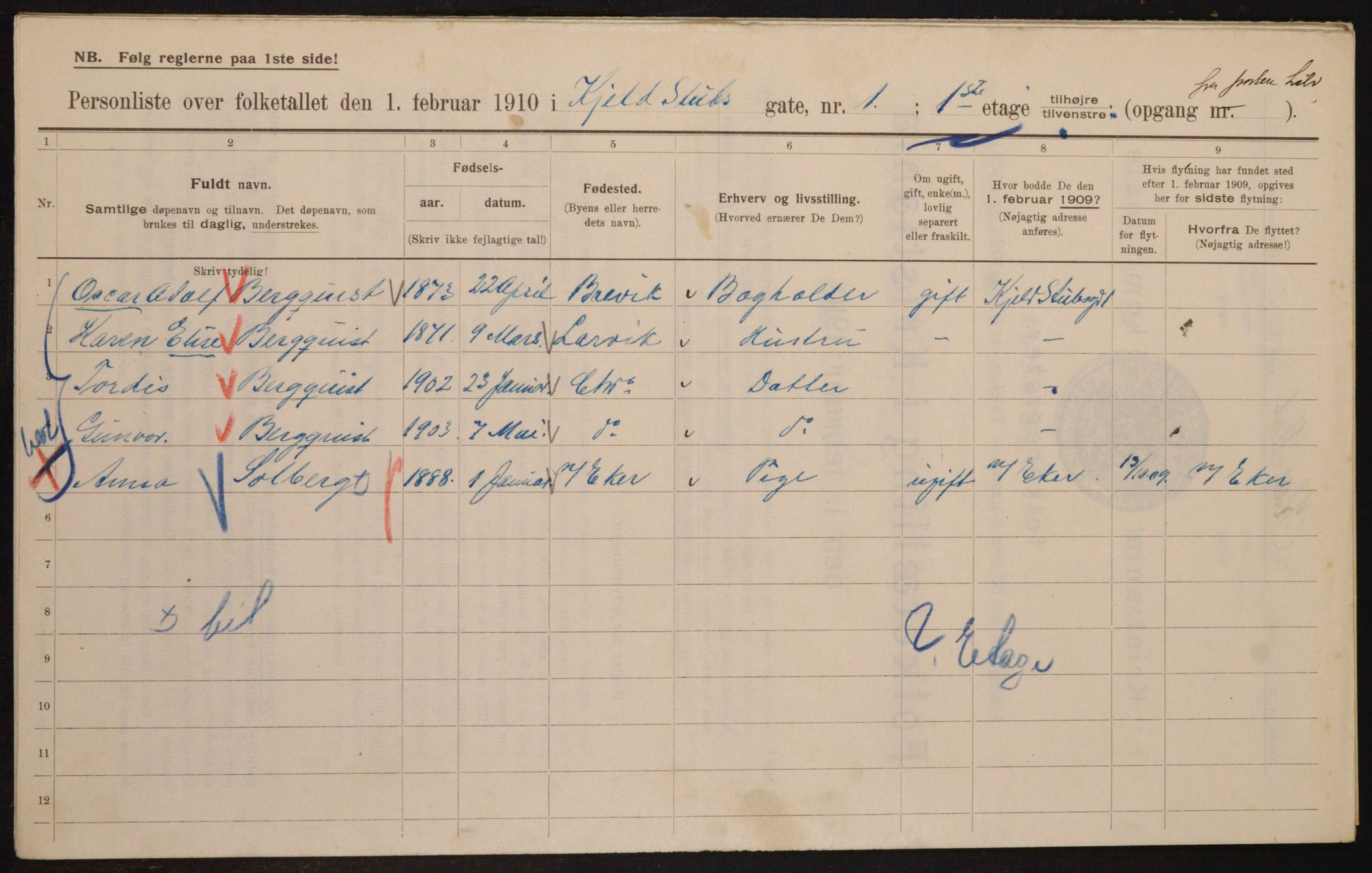 OBA, Municipal Census 1910 for Kristiania, 1910, p. 49808