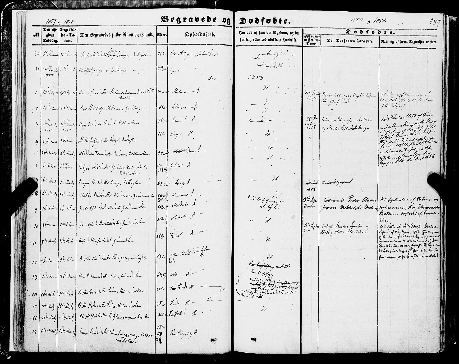 Skånevik sokneprestembete, SAB/A-77801/H/Haa: Parish register (official) no. A 5II, 1848-1869, p. 287