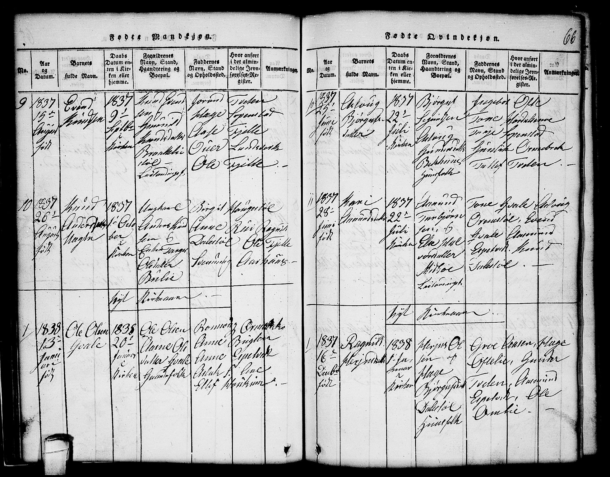 Lårdal kirkebøker, SAKO/A-284/G/Gc/L0001: Parish register (copy) no. III 1, 1815-1854, p. 66