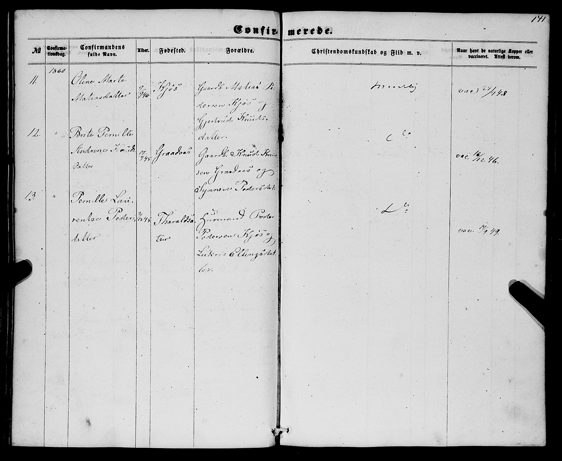 Eid sokneprestembete, AV/SAB-A-82301/H/Haa/Haaa/L0008: Parish register (official) no. A 8, 1858-1860, p. 141