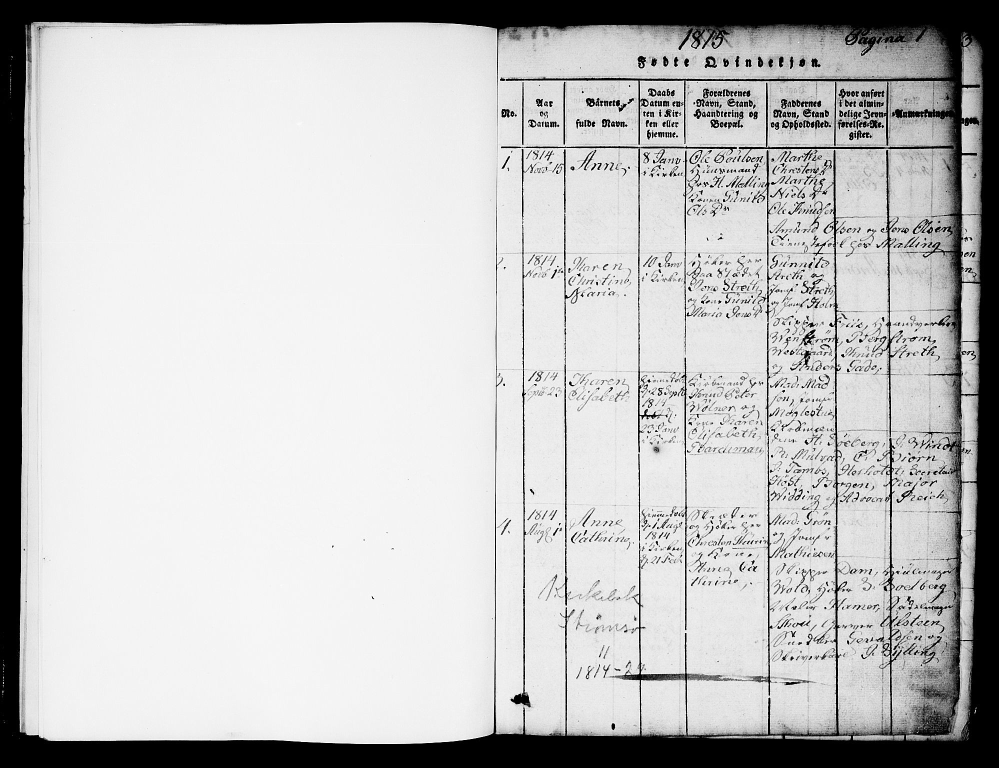 Strømsø kirkebøker, AV/SAKO-A-246/F/Fa/L0011: Parish register (official) no. I 11, 1815-1829, p. 0-1