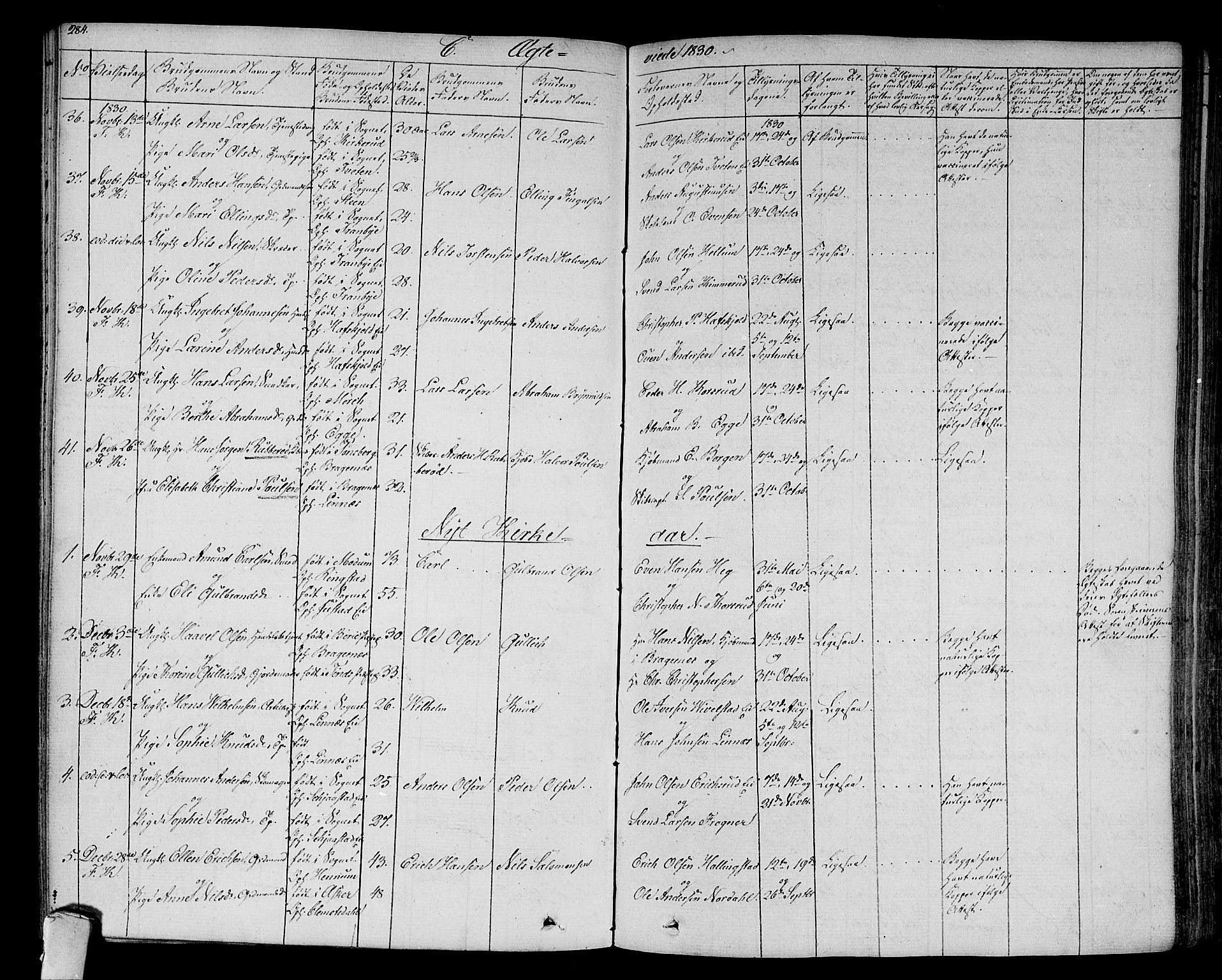 Lier kirkebøker, AV/SAKO-A-230/F/Fa/L0010: Parish register (official) no. I 10, 1827-1843, p. 284