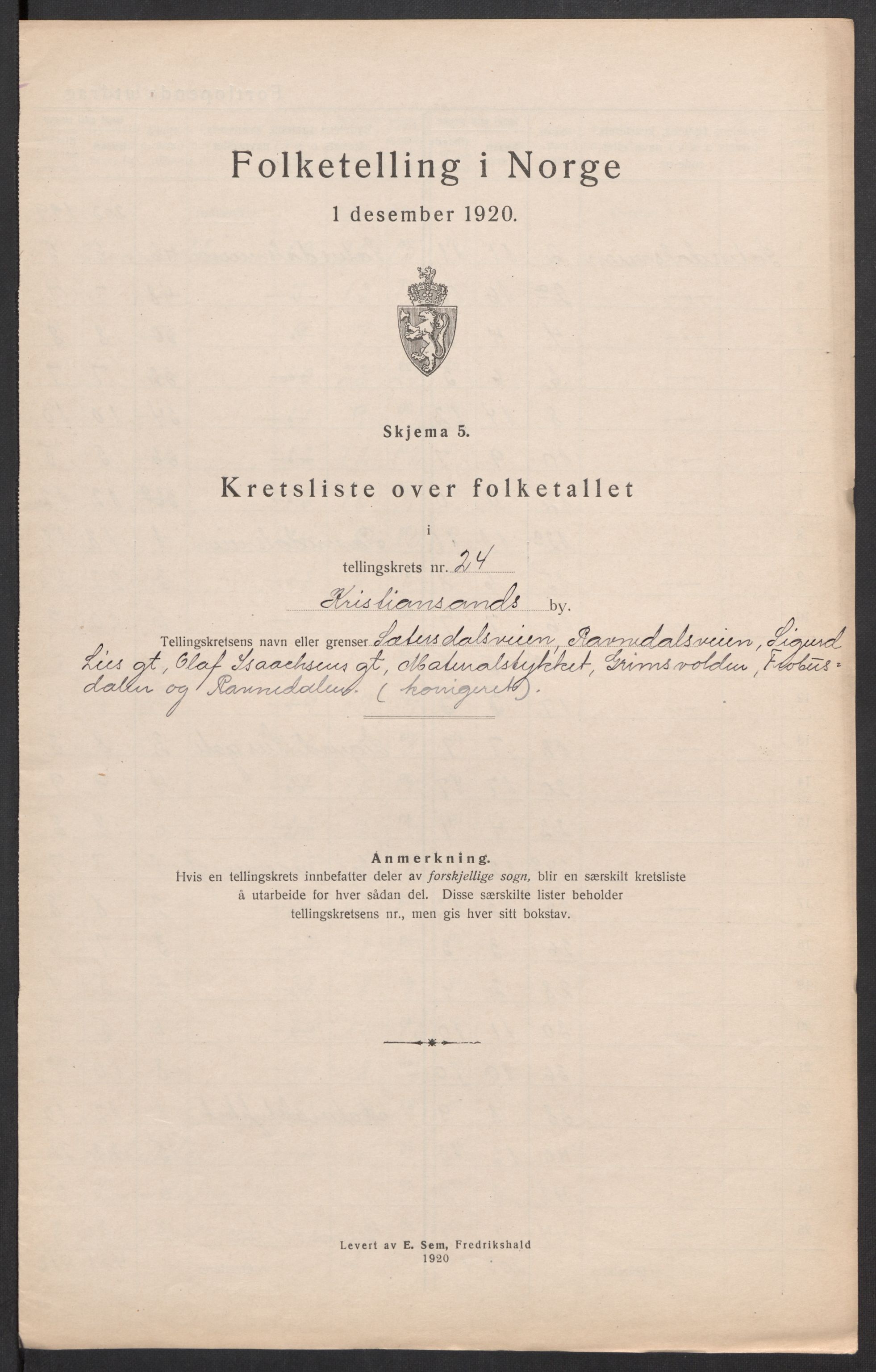 SAK, 1920 census for Kristiansand, 1920, p. 158