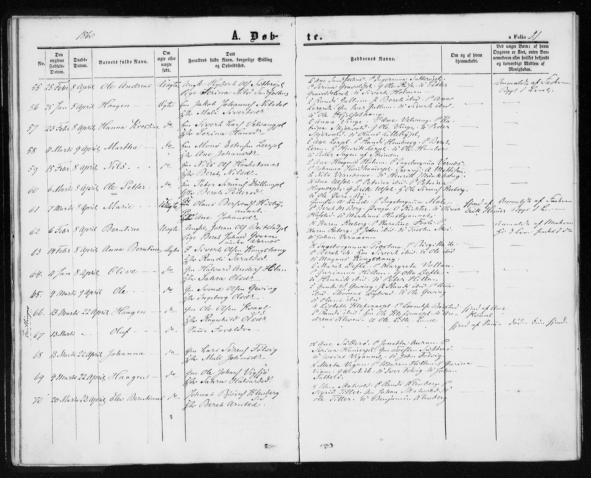 Ministerialprotokoller, klokkerbøker og fødselsregistre - Nord-Trøndelag, AV/SAT-A-1458/709/L0075: Parish register (official) no. 709A15, 1859-1870, p. 21