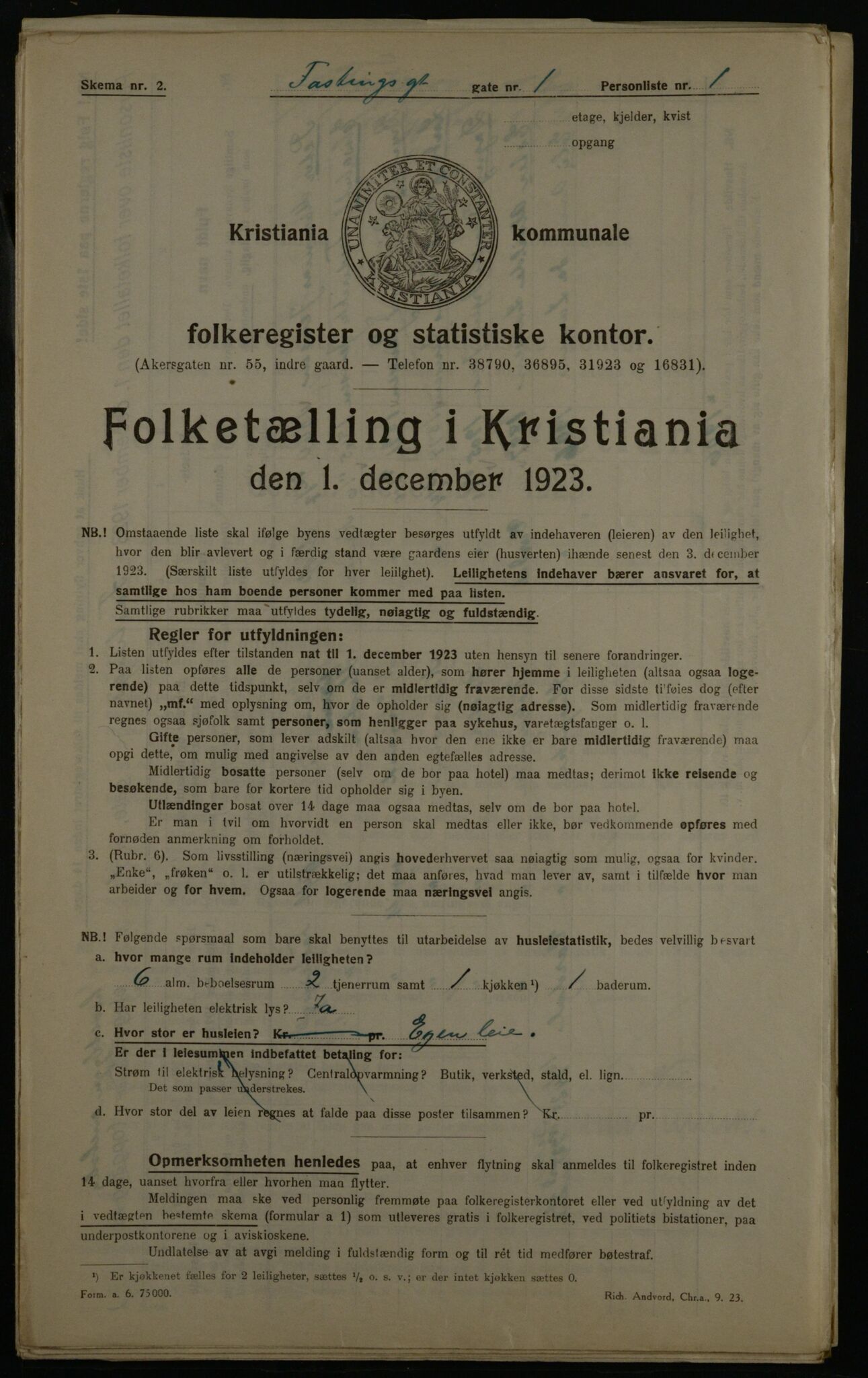 OBA, Municipal Census 1923 for Kristiania, 1923, p. 26505