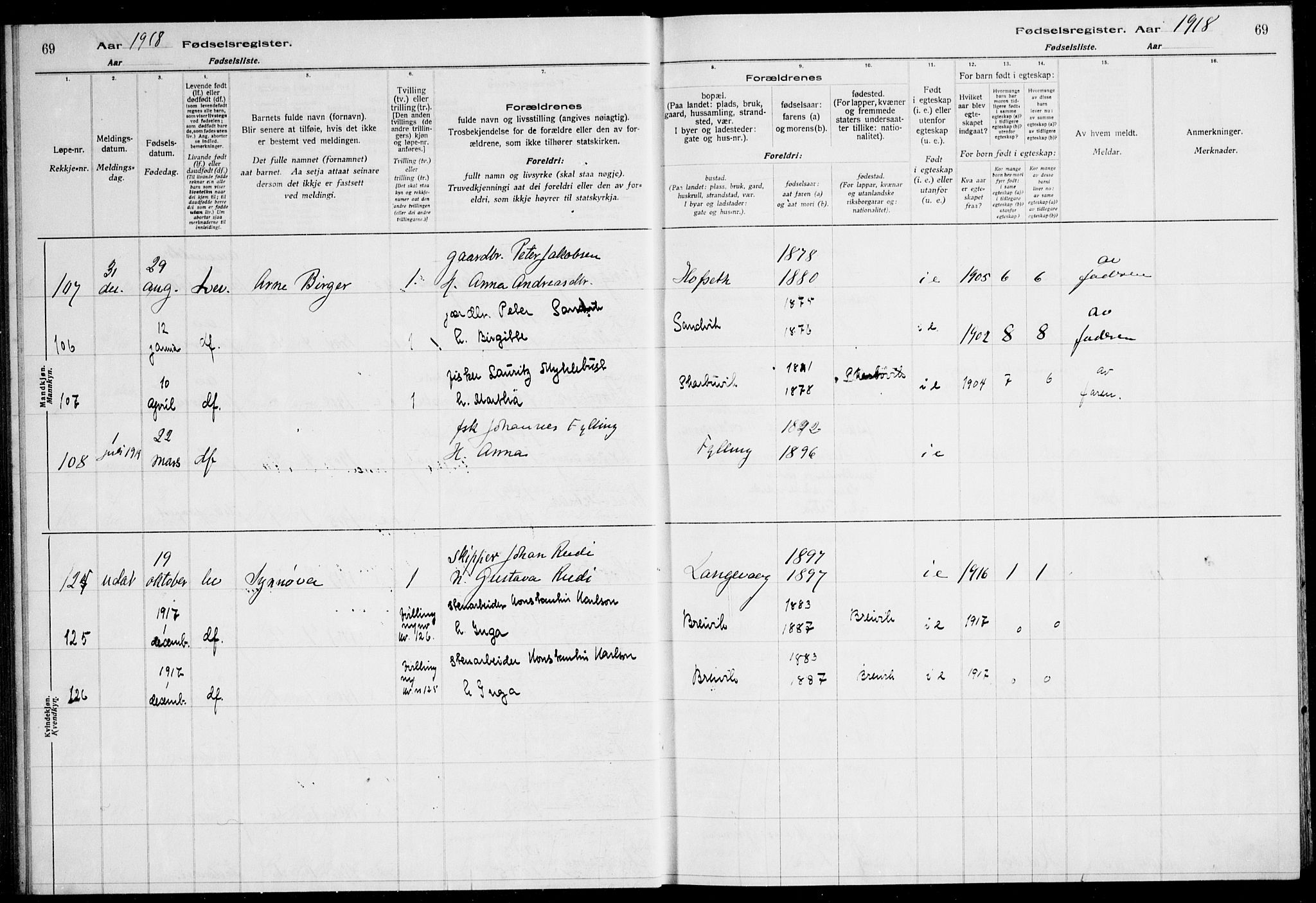 Ministerialprotokoller, klokkerbøker og fødselsregistre - Møre og Romsdal, AV/SAT-A-1454/528/L0442: Birth register no. 528.II.4.1, 1916-1924, p. 69