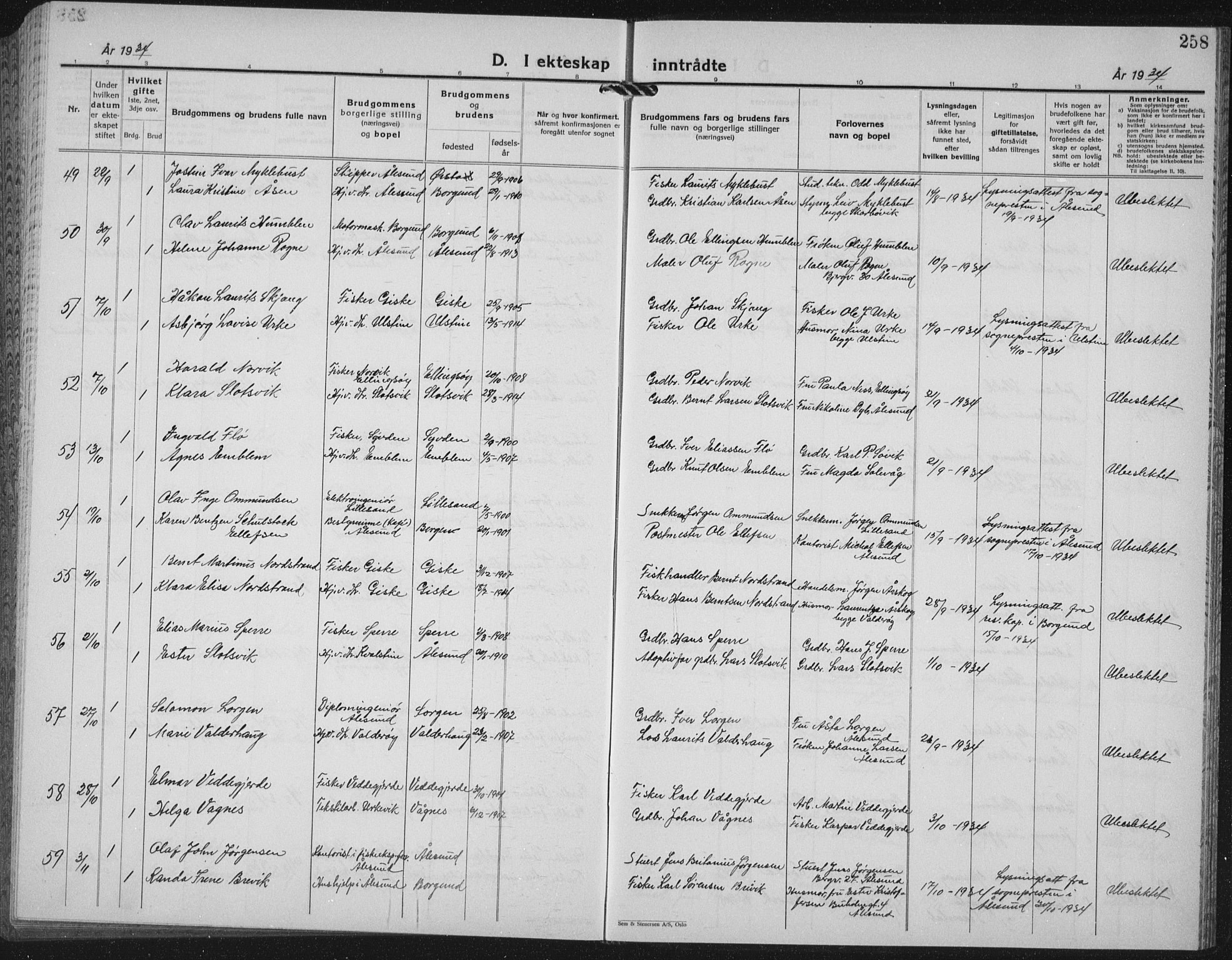 Ministerialprotokoller, klokkerbøker og fødselsregistre - Møre og Romsdal, AV/SAT-A-1454/528/L0436: Parish register (copy) no. 528C17, 1927-1939, p. 258