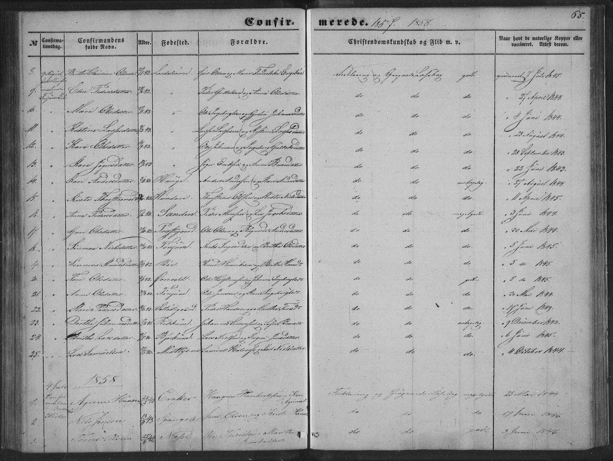 Lærdal sokneprestembete, AV/SAB-A-81201: Parish register (official) no. A 13, 1847-1864, p. 65