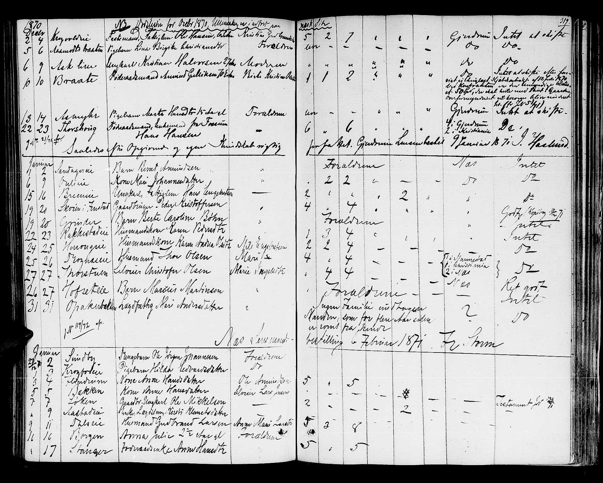 Nes tingrett, AV/SAO-A-10548/H/Hb/L0001: Registrerings- og forhandlingsprotokoll "M", 1845-1876, p. 318b-319a