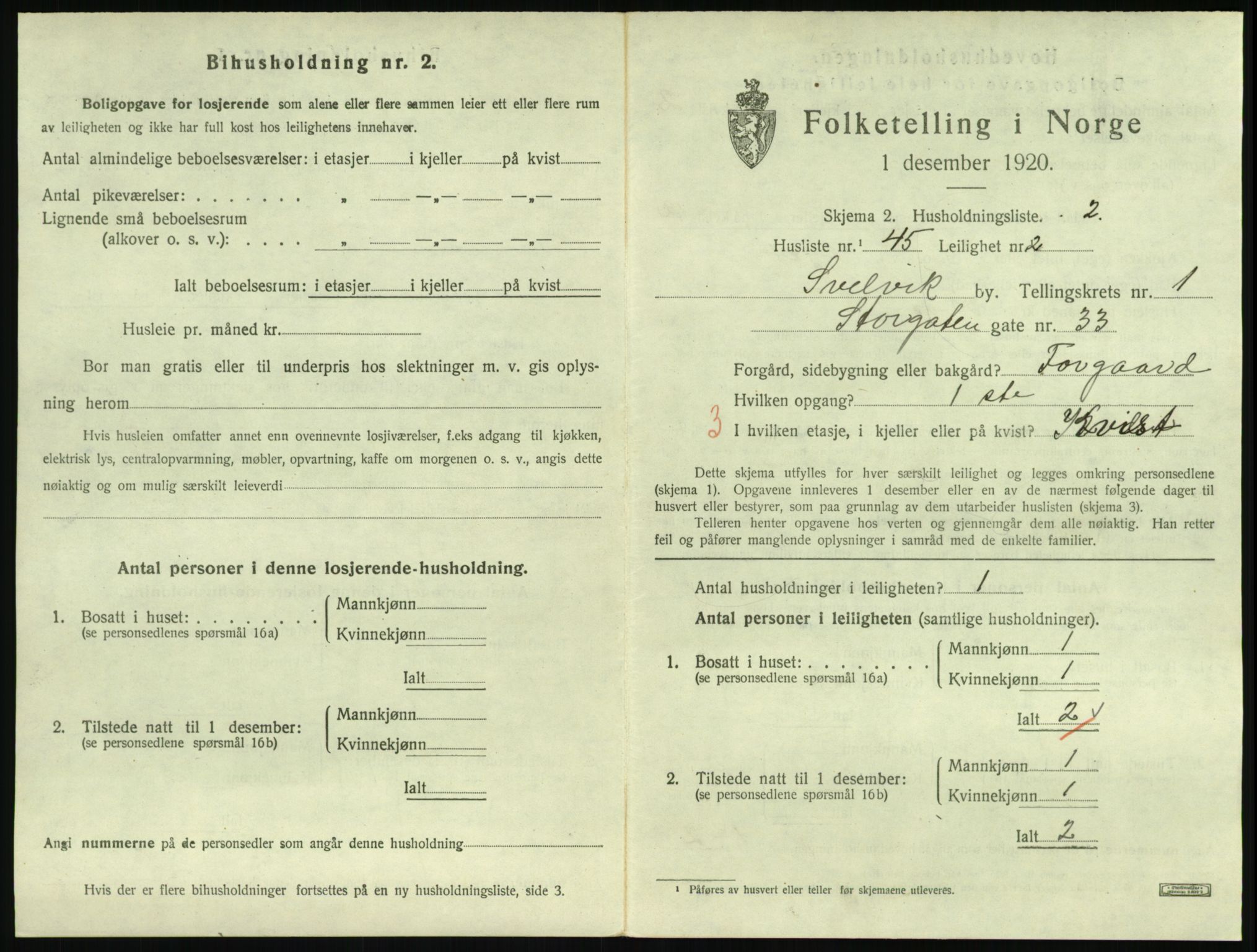 SAKO, 1920 census for Svelvik, 1920, p. 647